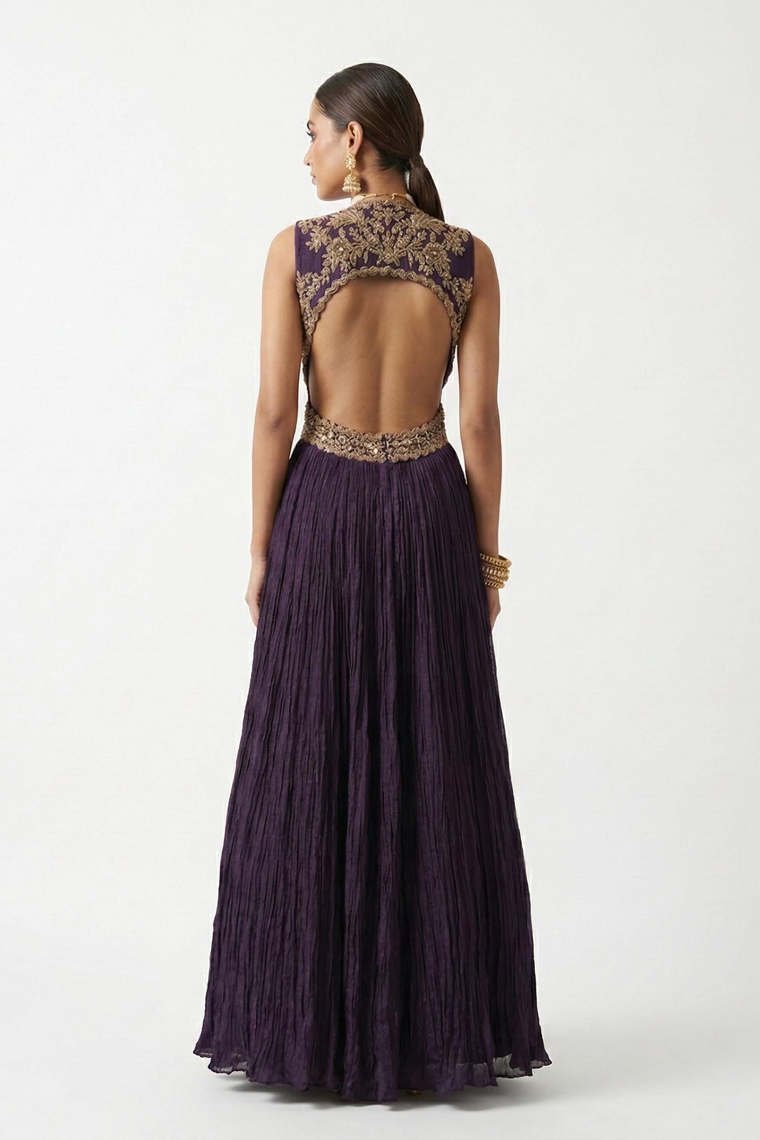 Blackberry Purple Embellished Premium Silk Gown