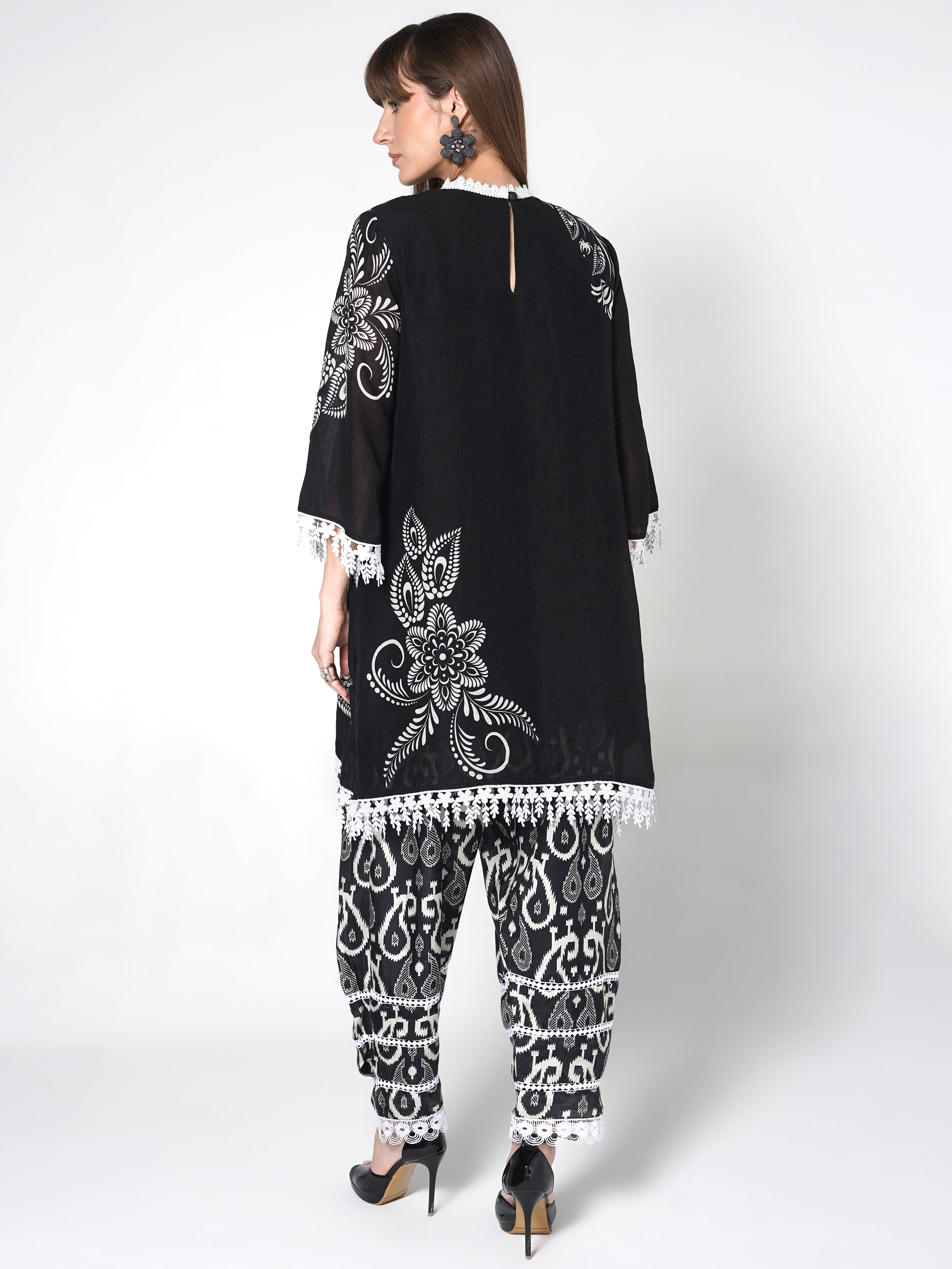 Obsidian Noir Printed Linen Silk Co-Ord Set
