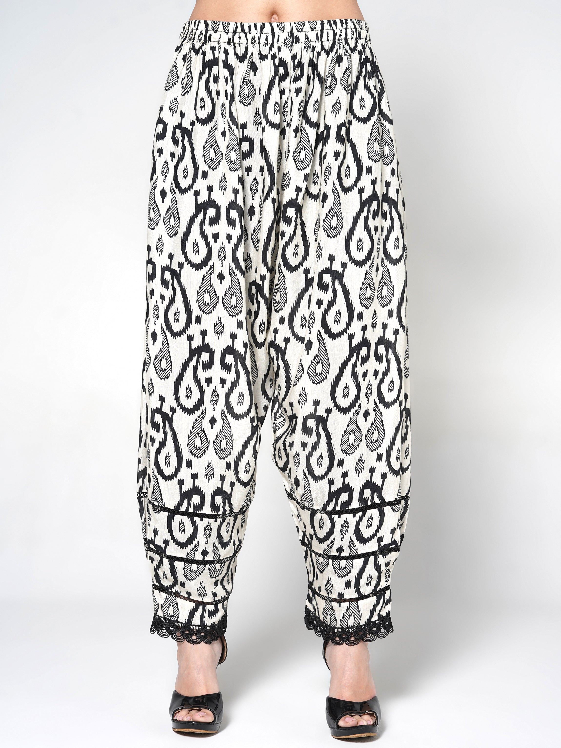 Pearl White Printed Linen Silk Co-Ord Set