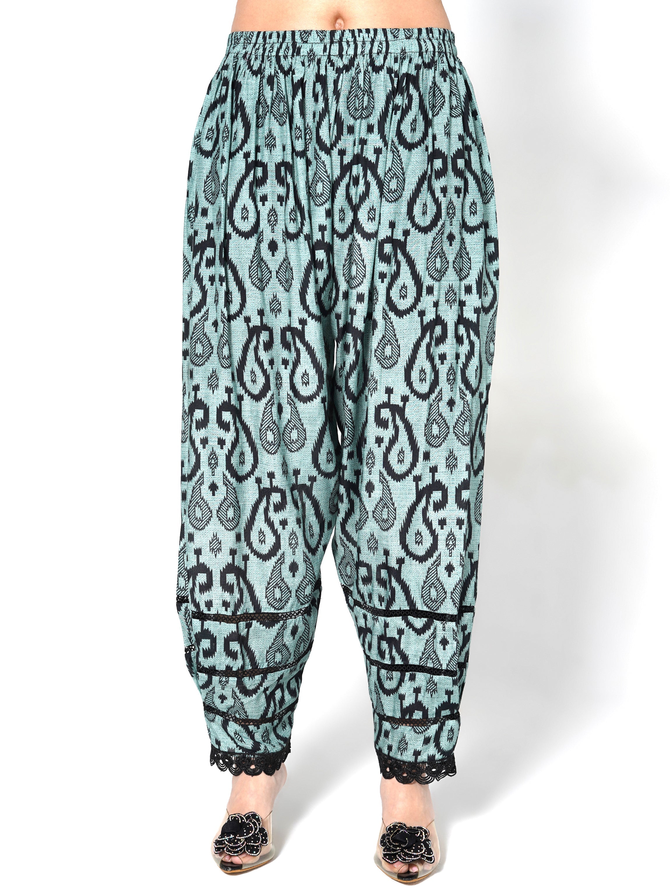 Seafoam Blue Printed Linen Silk Co-Ord Set