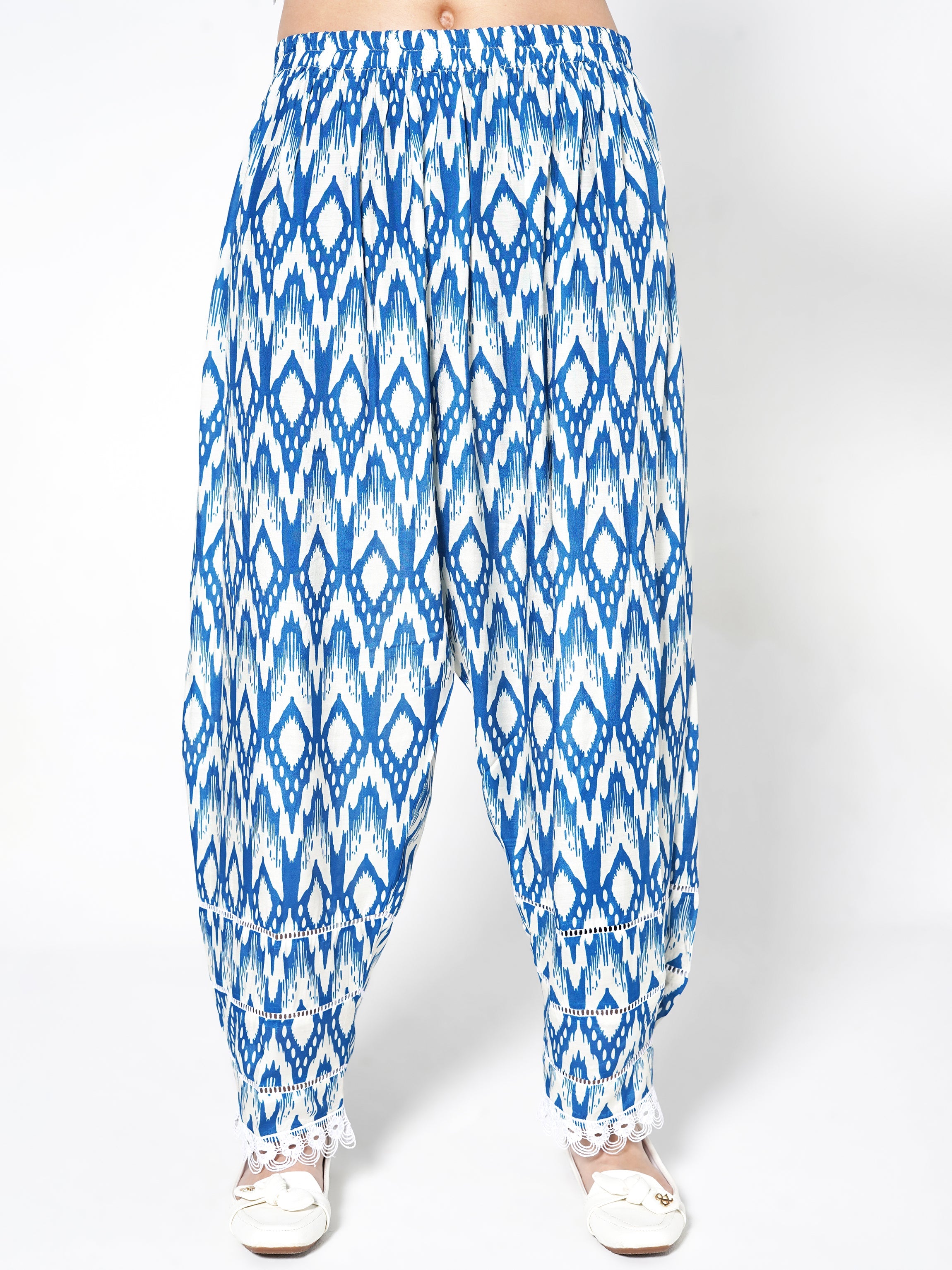 Sapphire Blue Printed Linen Silk Co-Ord Set