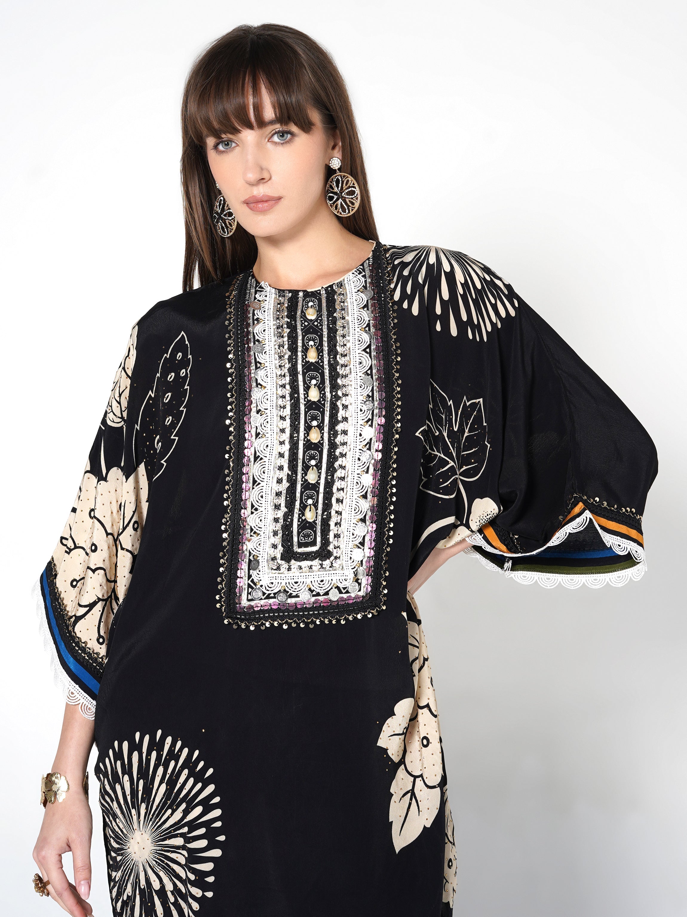 Obsidian Black Embellished Crepe Silk Co-Ord Set