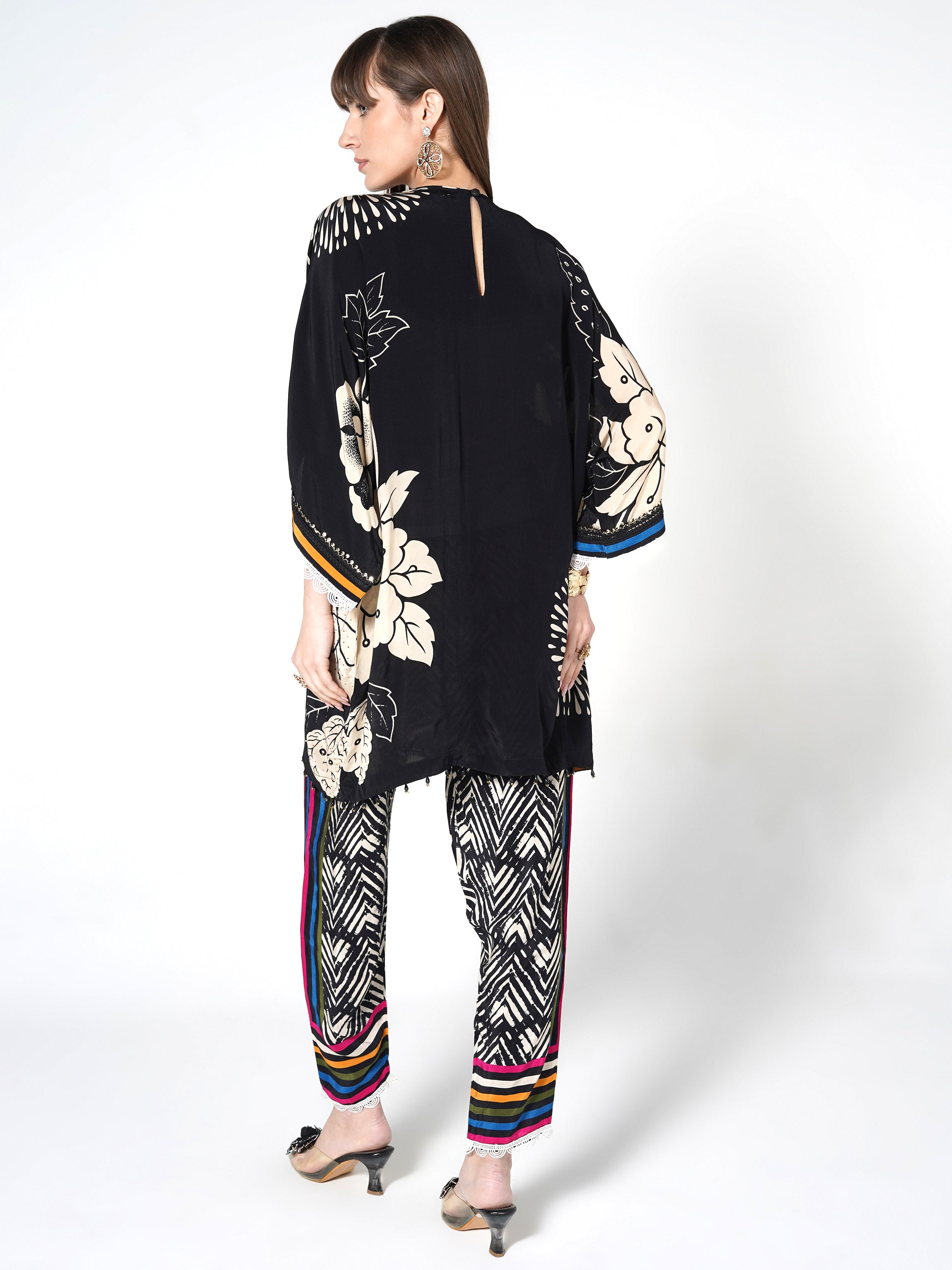 Obsidian Black Embellished Crepe Silk Co-Ord Set