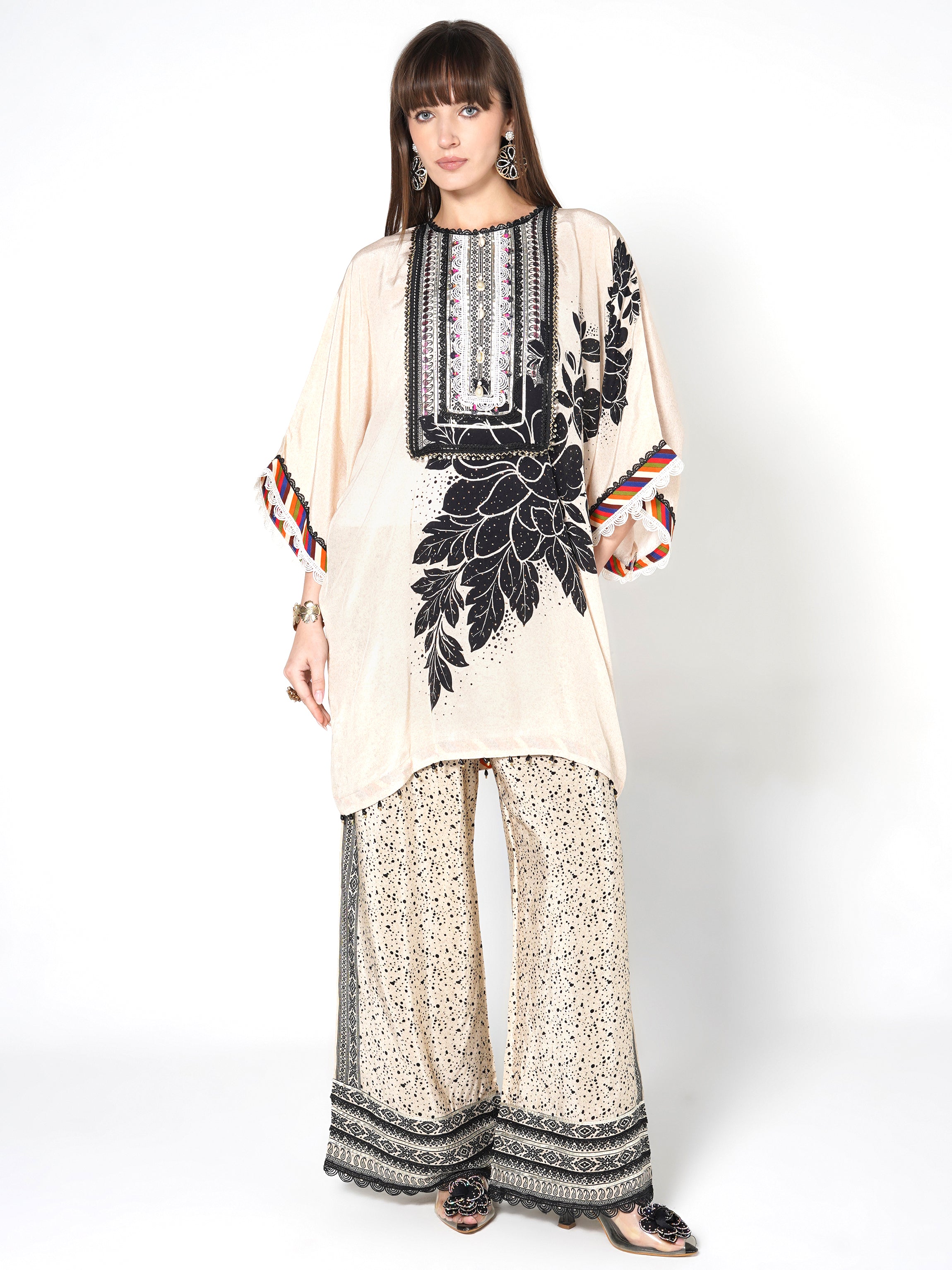 Ivory Embellished Crepe Silk Co-Ord Set