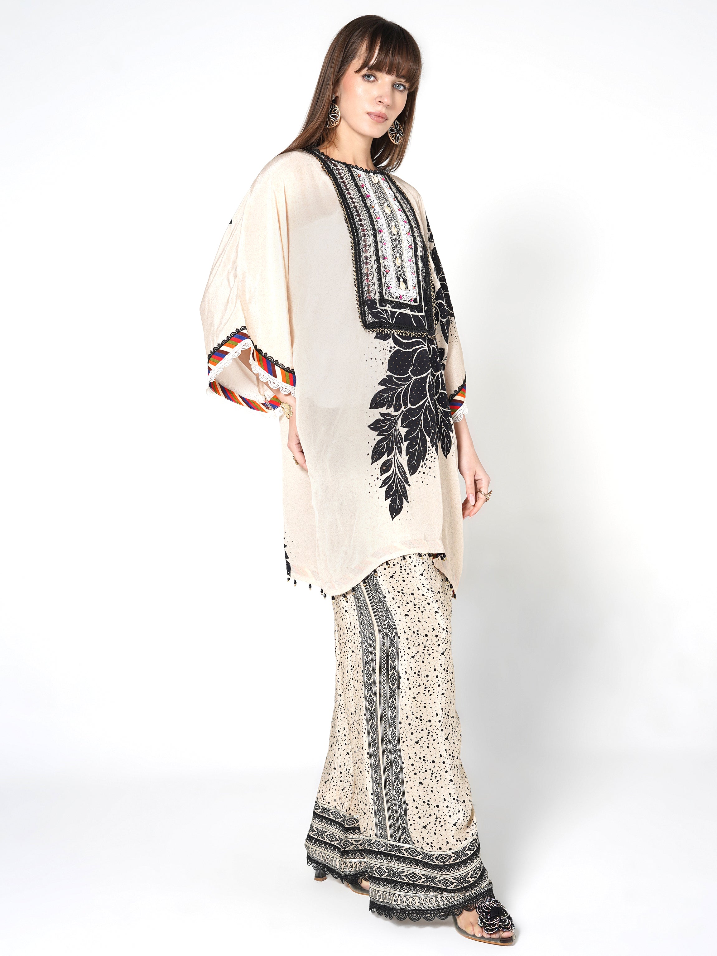 Ivory Embellished Crepe Silk Co-Ord Set