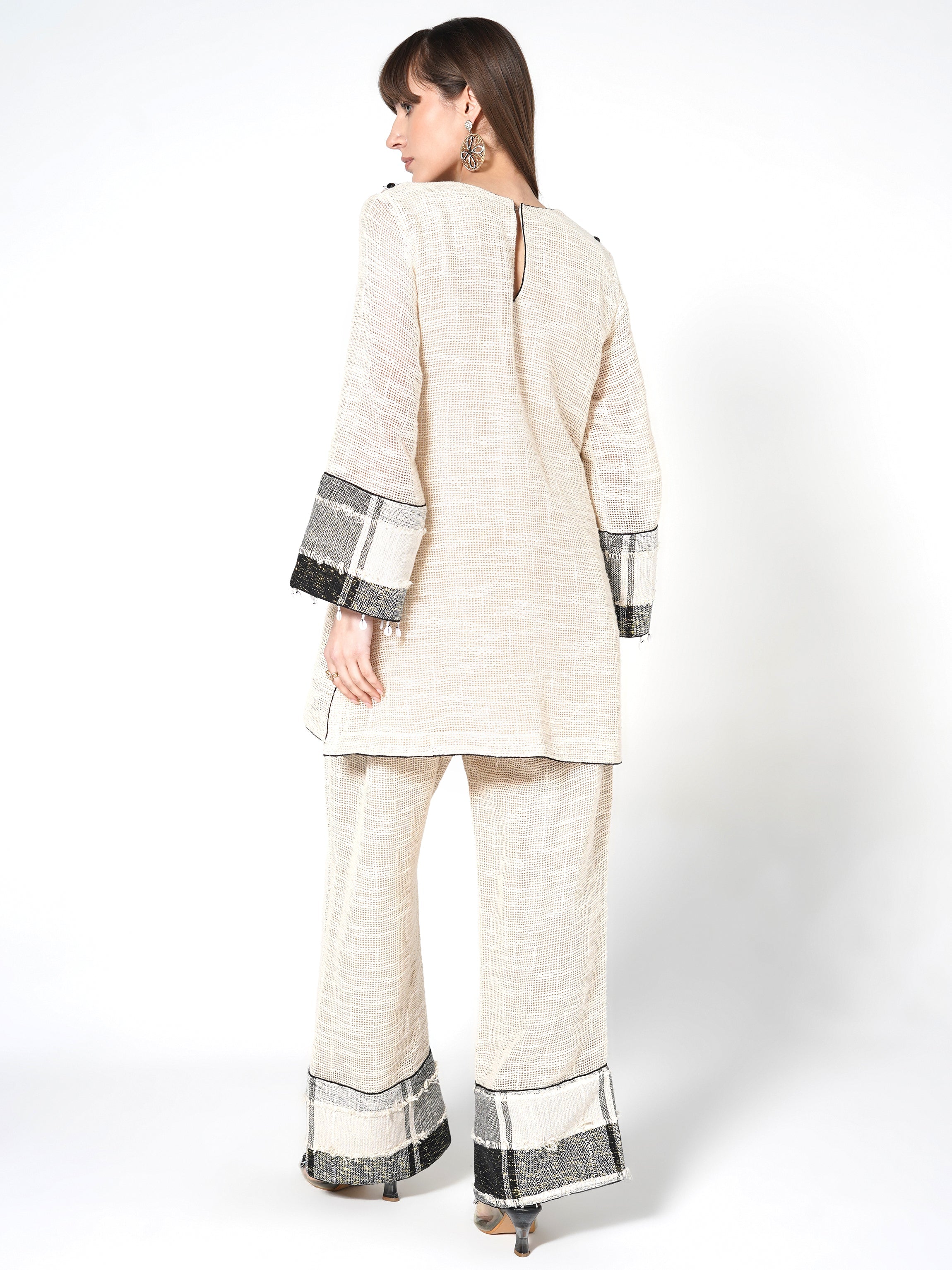 Natural Beige Patchwork Jute Co-ord Set