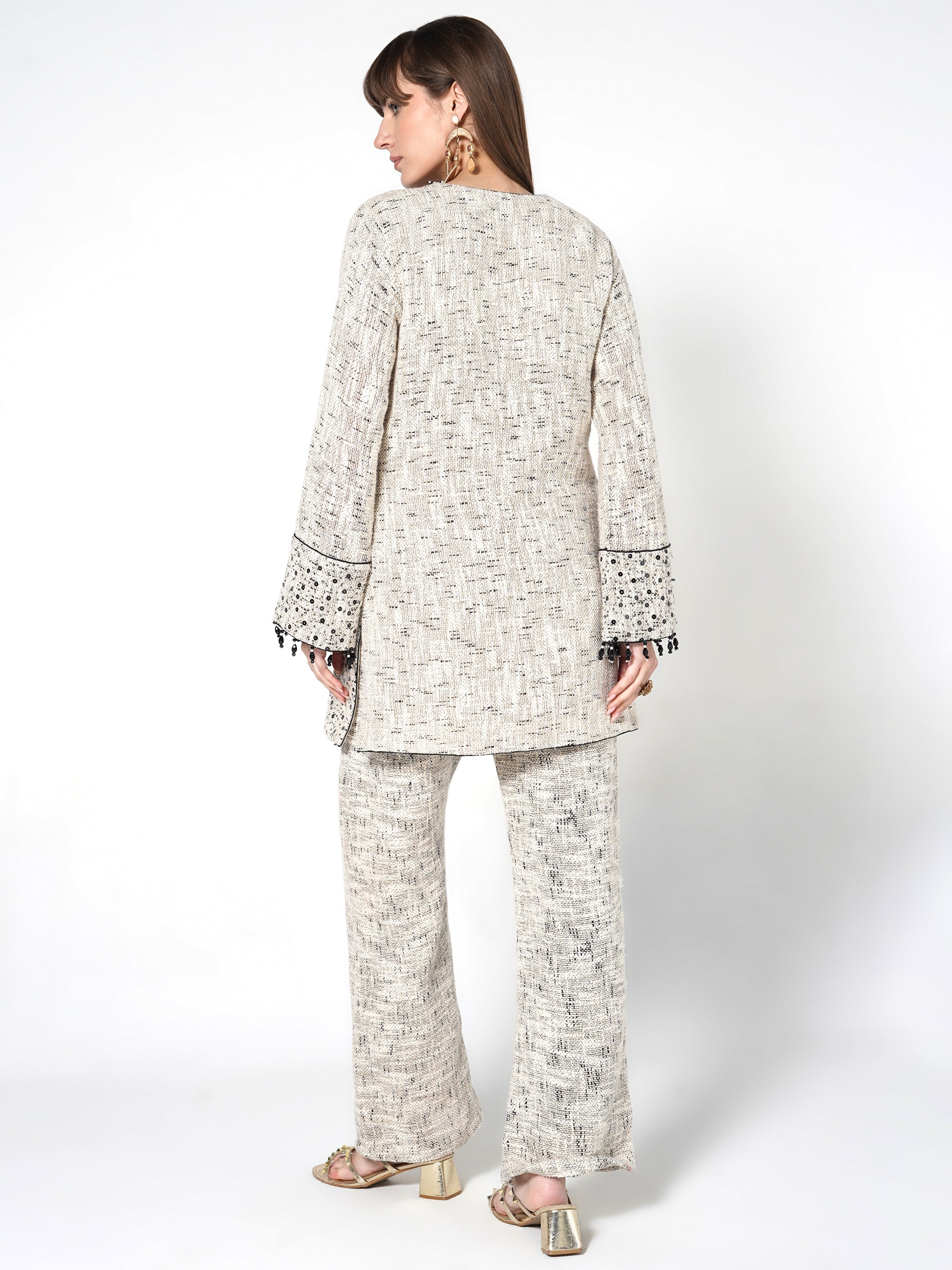 Heathered Cream & Black Floral Jute Co-ord Set