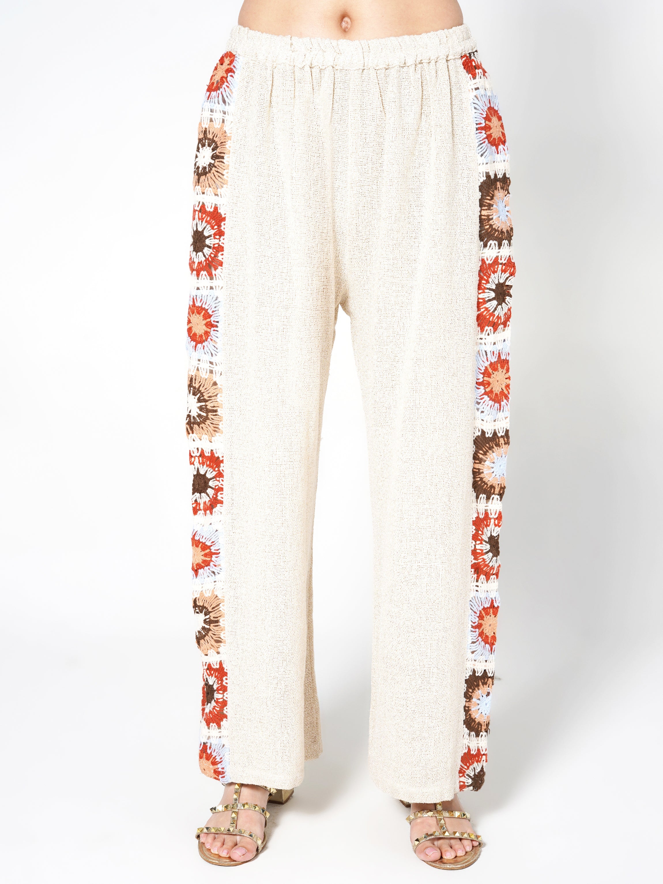 Neutral Beige Jute Bohemian Motif Co-ord Set
