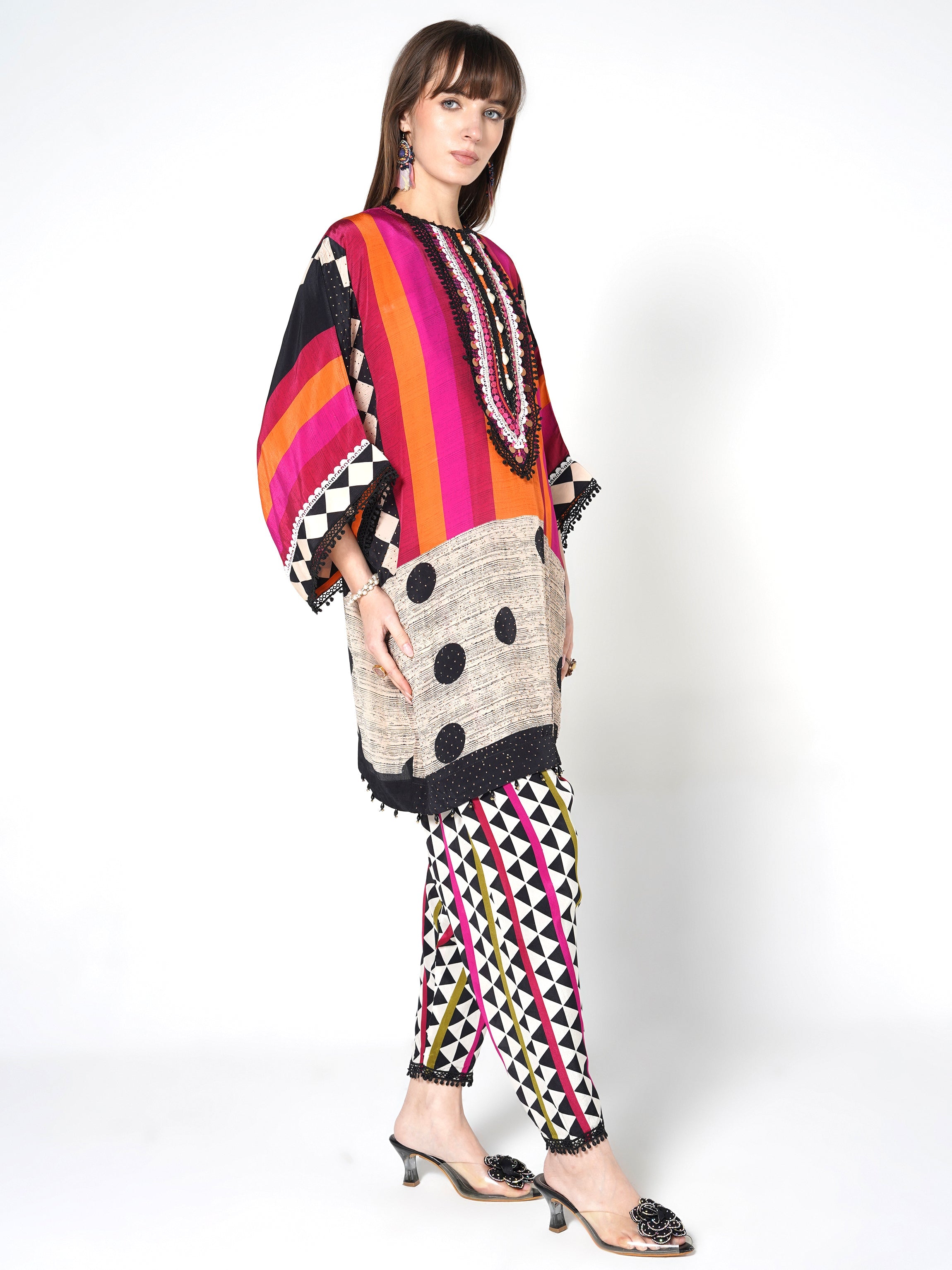 Sunset Tribal Printed Crepe Silk Co-Ord Set