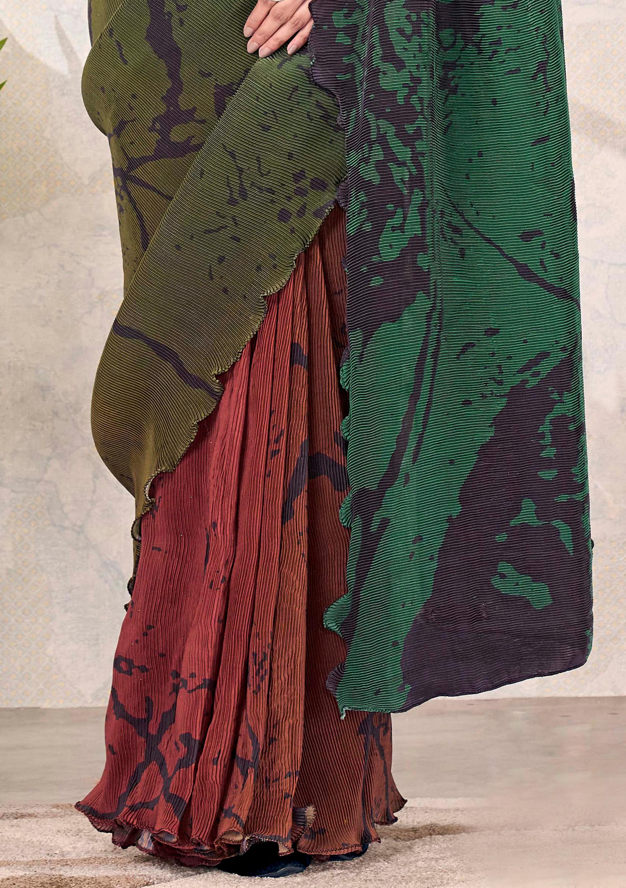 Midnight Noir Embroidered Satin Silk Saree