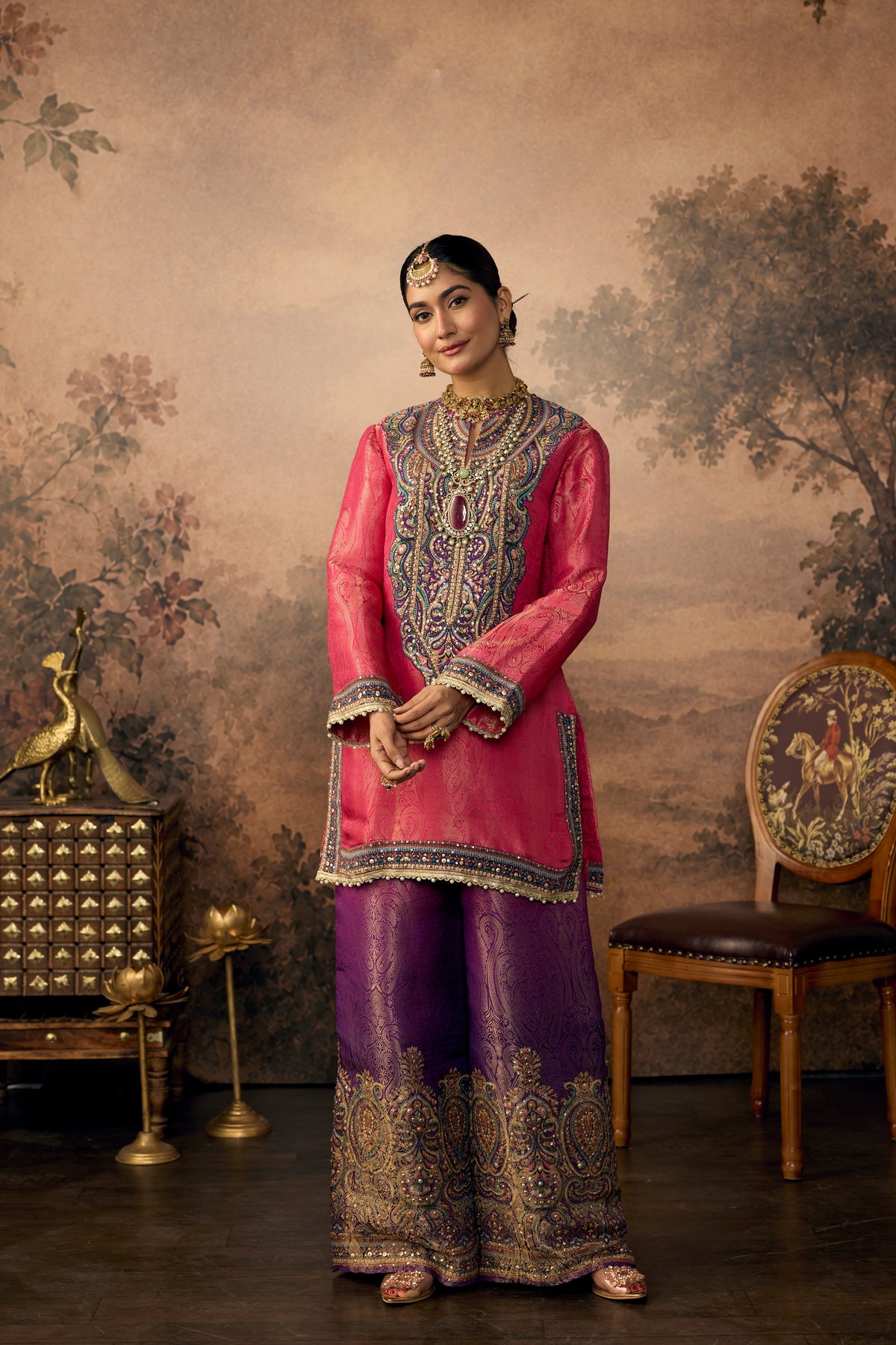 Rani Royal Embellished Banarasi Brocade Silk Palazzo Set