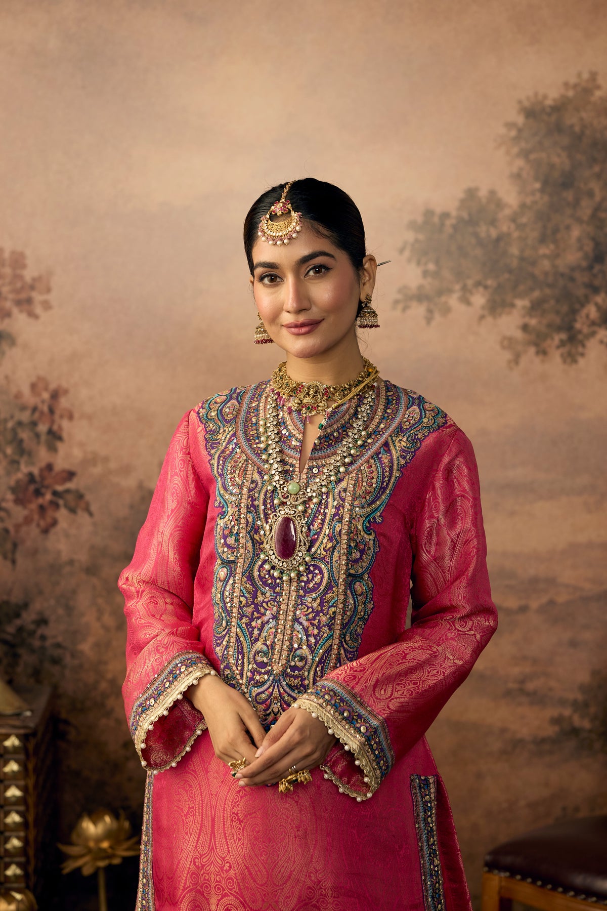 Rani Royal Embellished Banarasi Brocade Silk Palazzo Set