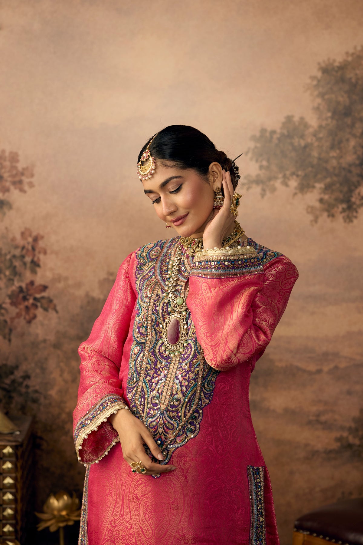 Rani Royal Embellished Banarasi Brocade Silk Palazzo Set