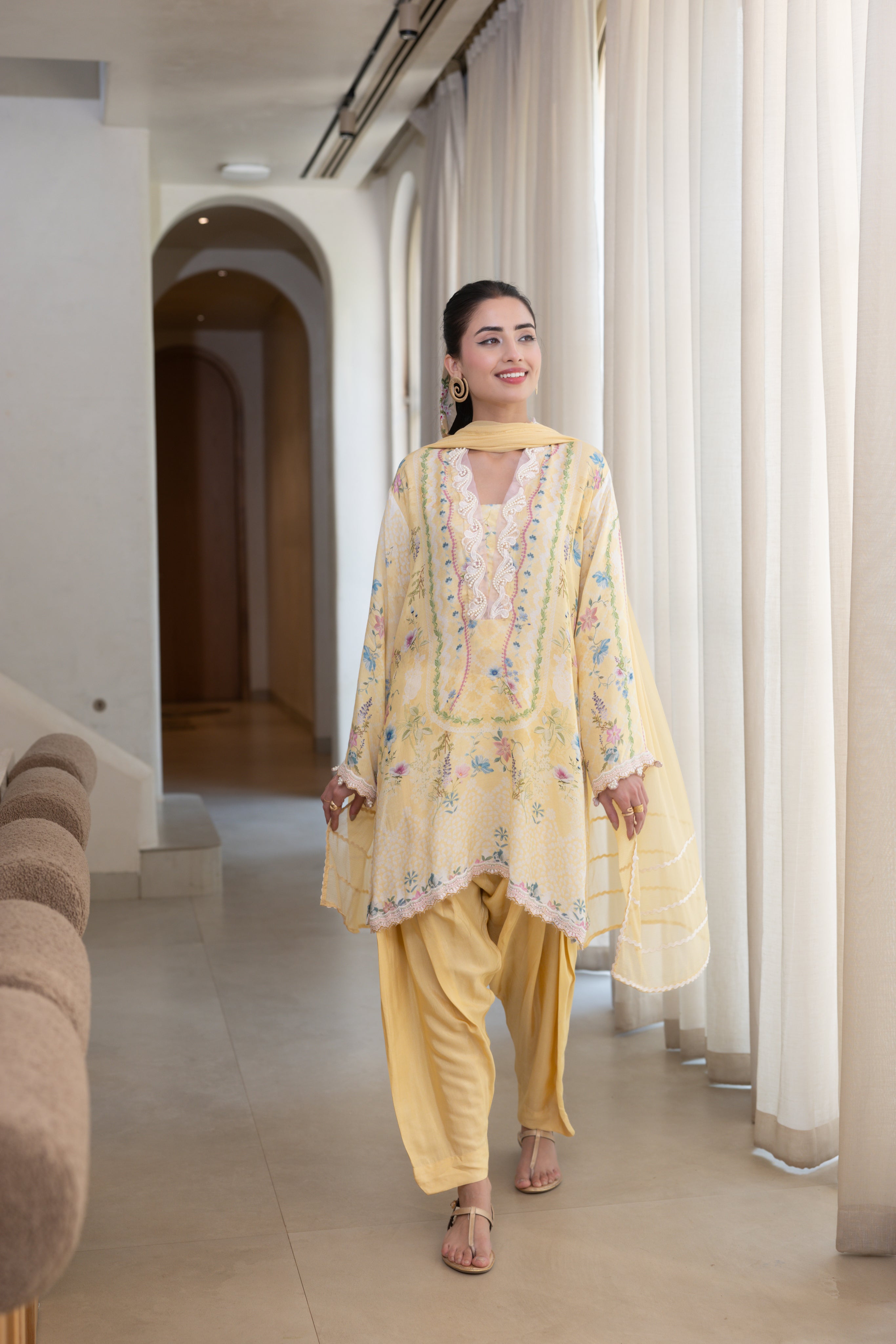 Daffodil Bloom Printed Crepe Silk Co-ord Set