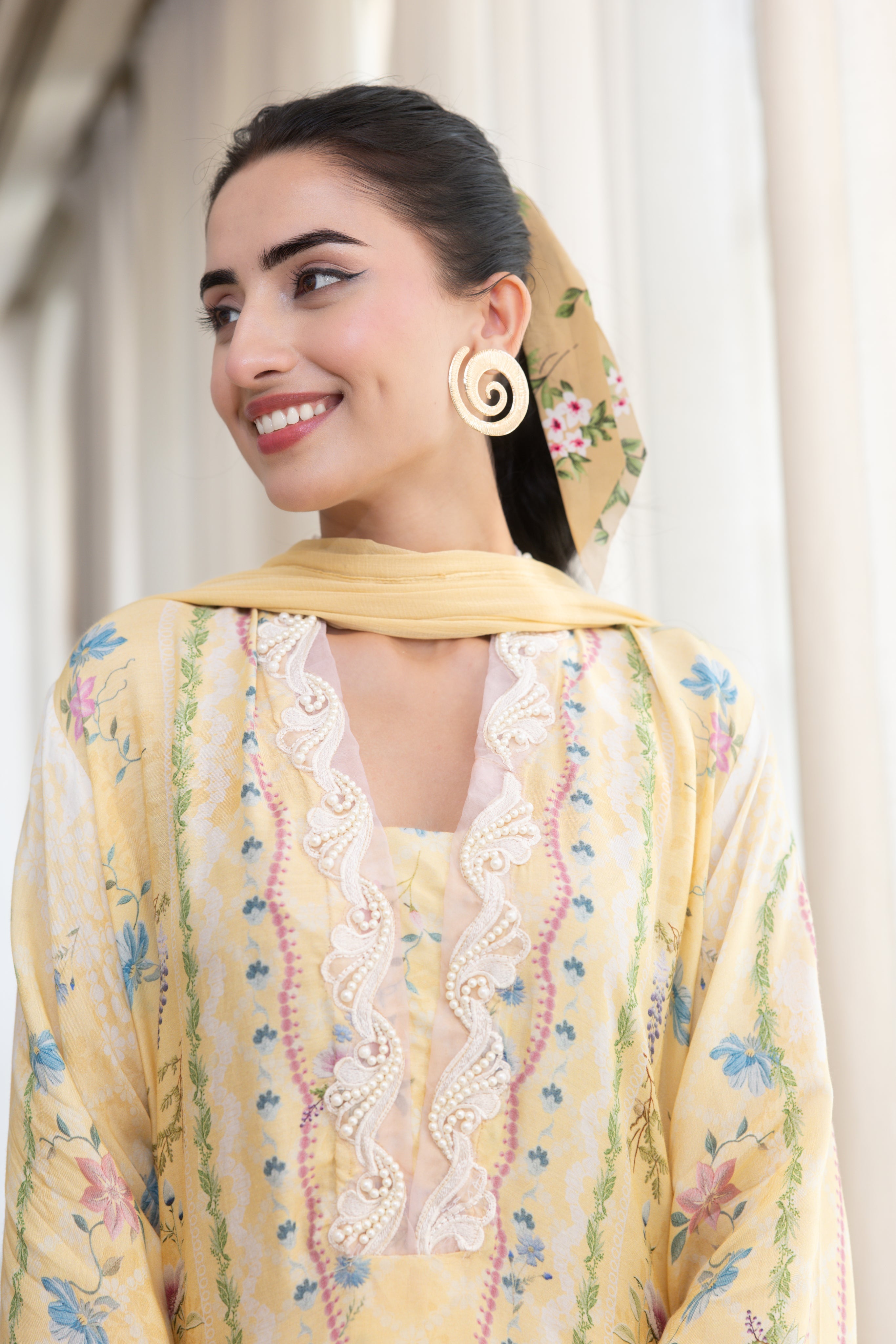 Daffodil Bloom Printed Crepe Silk Co-ord Set