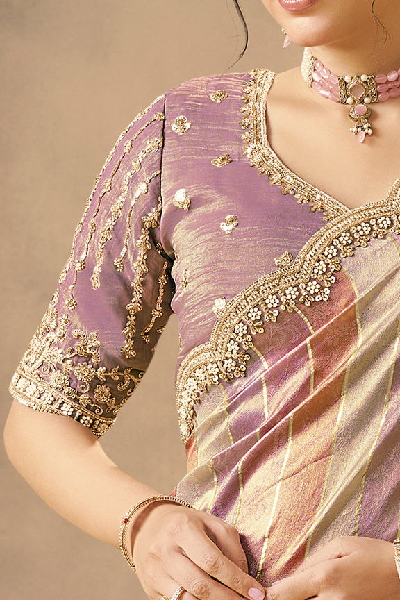 Multi-Colored Embellished Banarasi Tissue Silk Saree