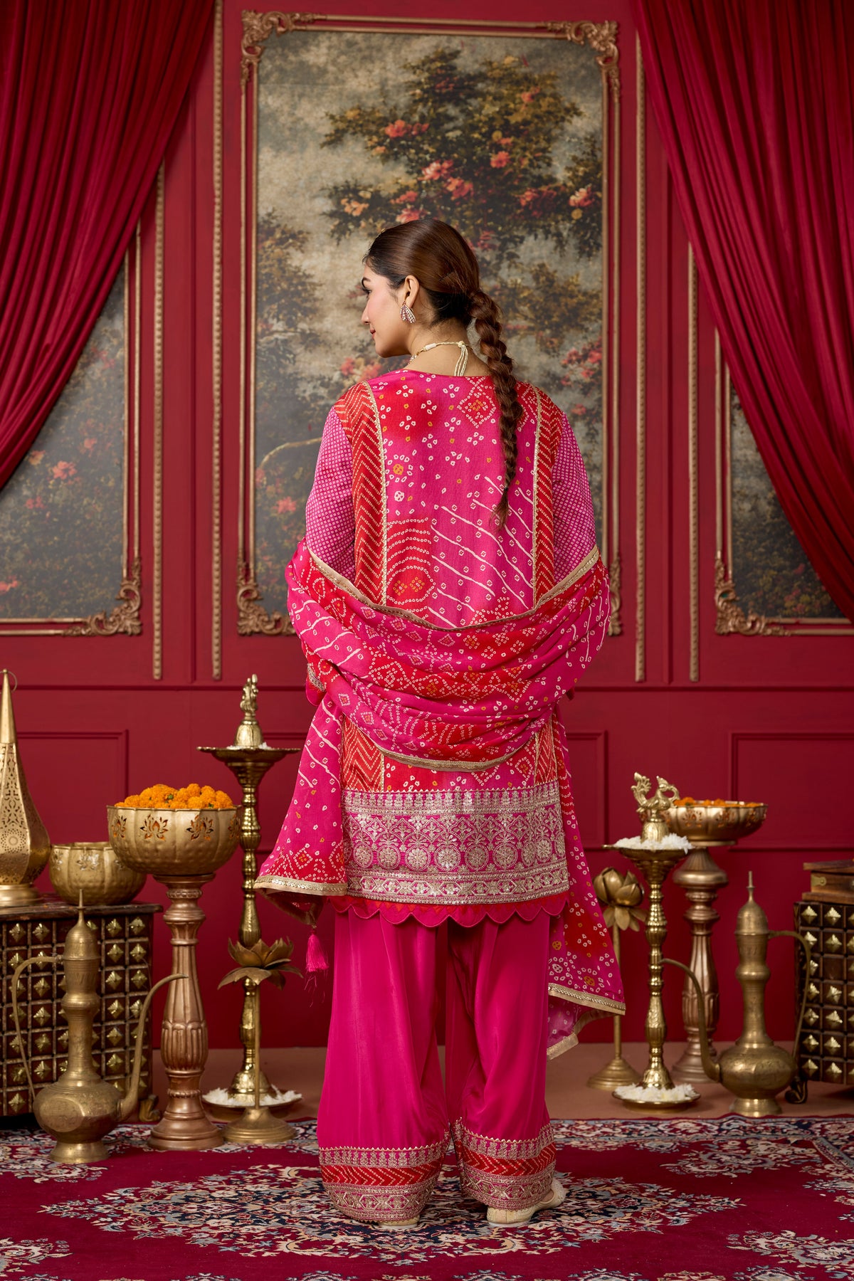 Pink Raspberry Embellished Crepe Silk Salwar Set