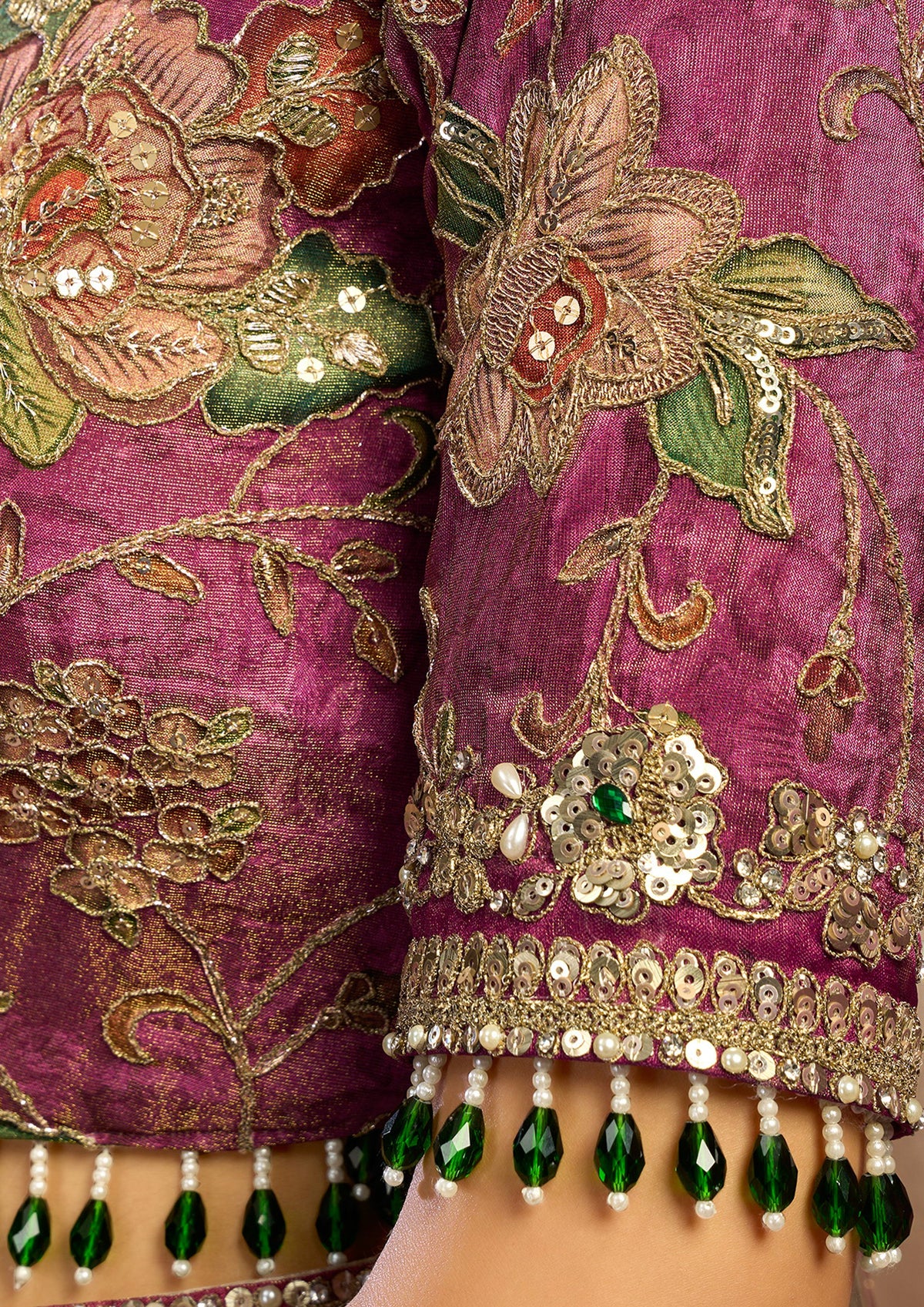 Champagne Beige Embellished Upadda Silk Saree