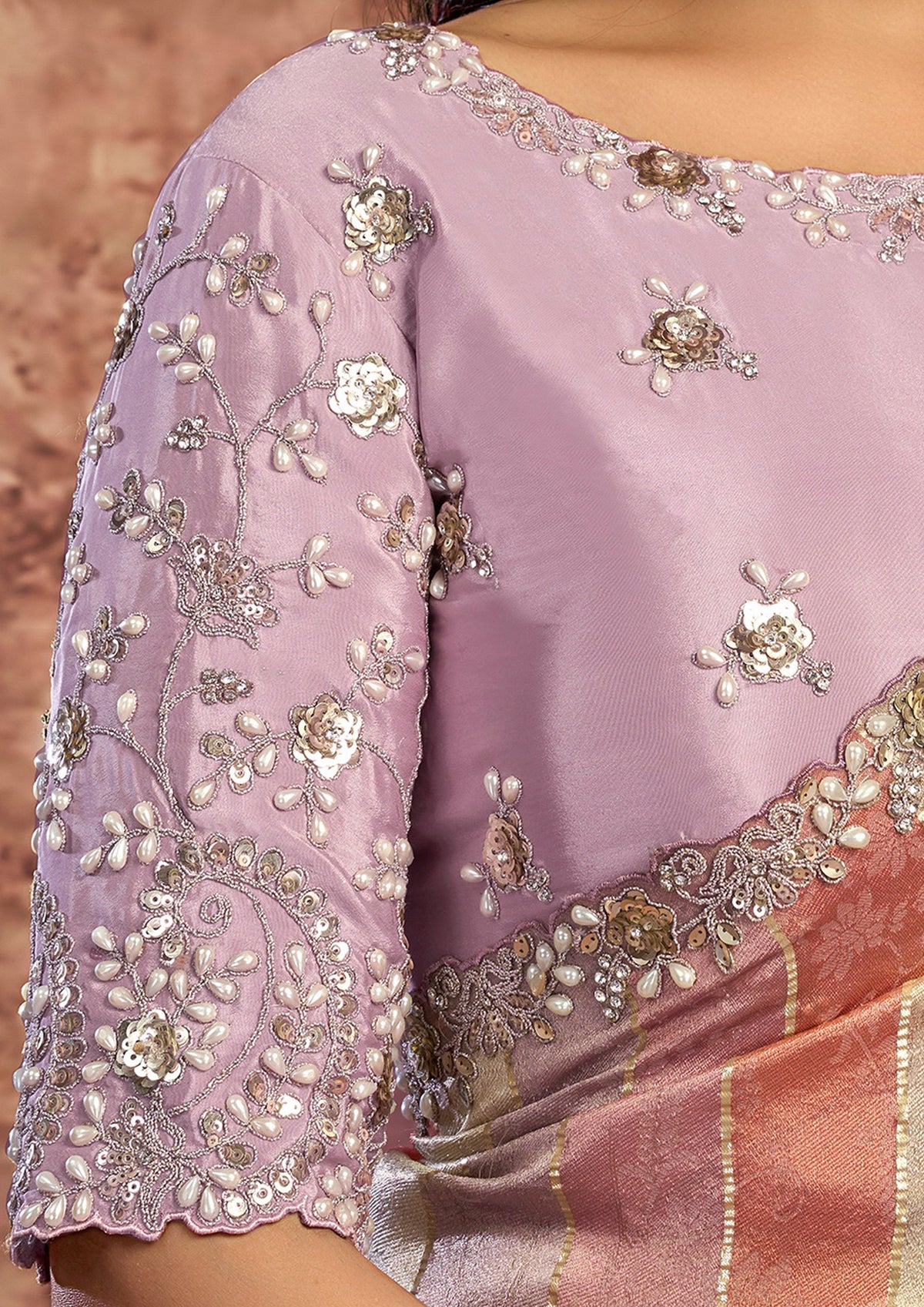 Candy Floss Embellished Crepe Satin Silk Saree