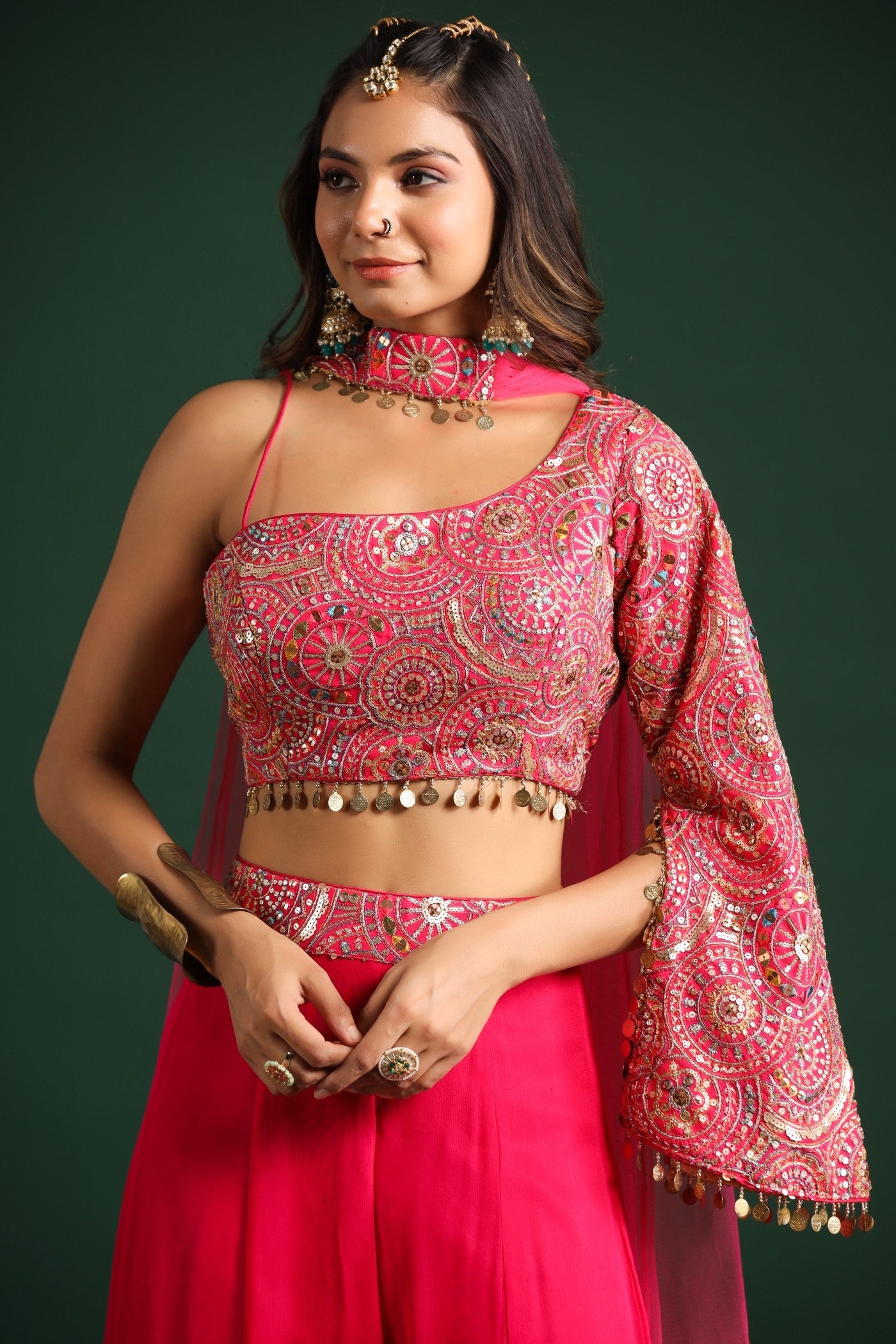 Rani Pink Embellished Palazzo Set