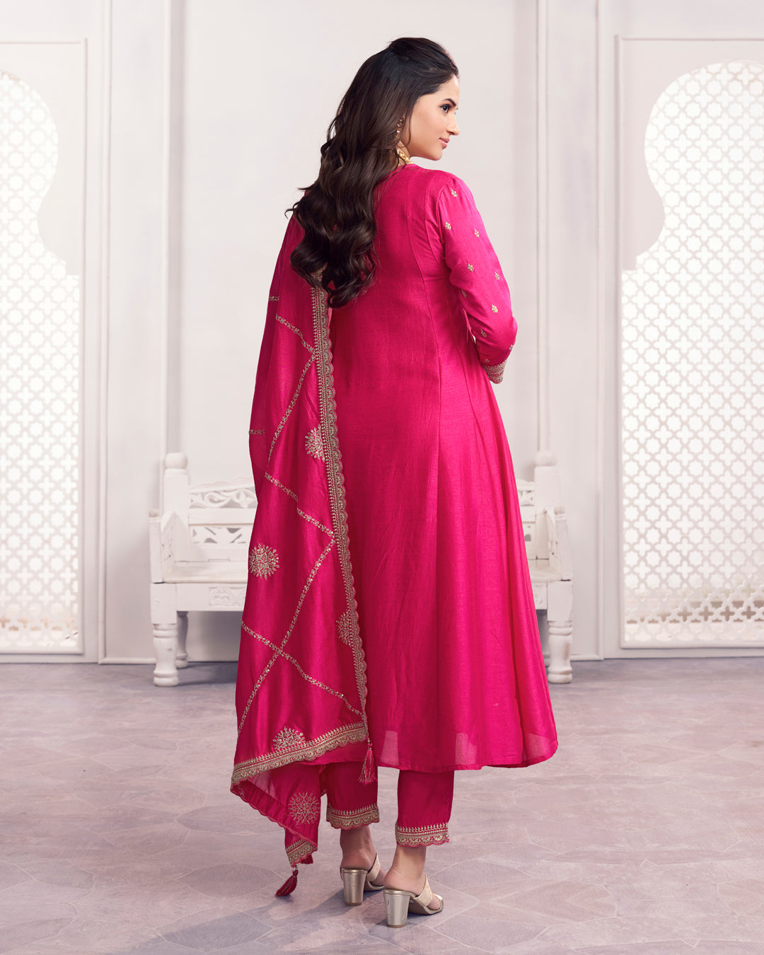 Royal Bloom Embellished Vichitra Silk Pant Set