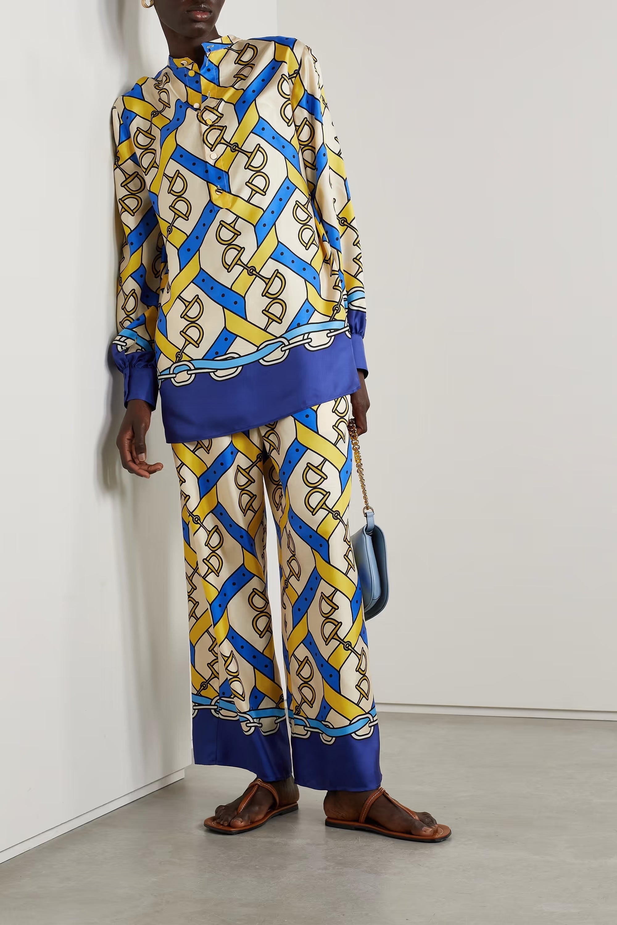 Blue Digital Printed Crepe Silk Co-Ord Set