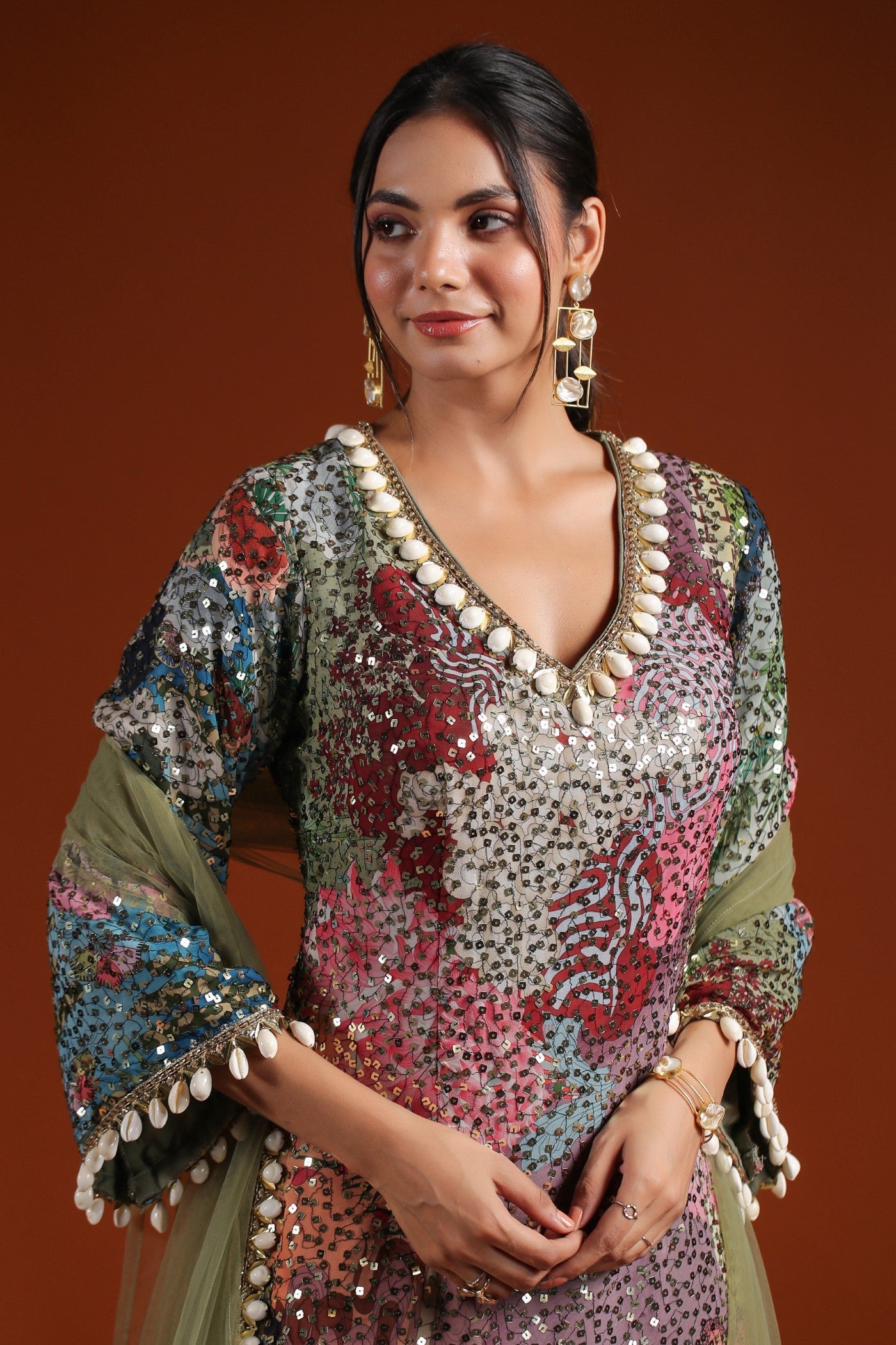 Pastel Green Embellished Palazzo Set
