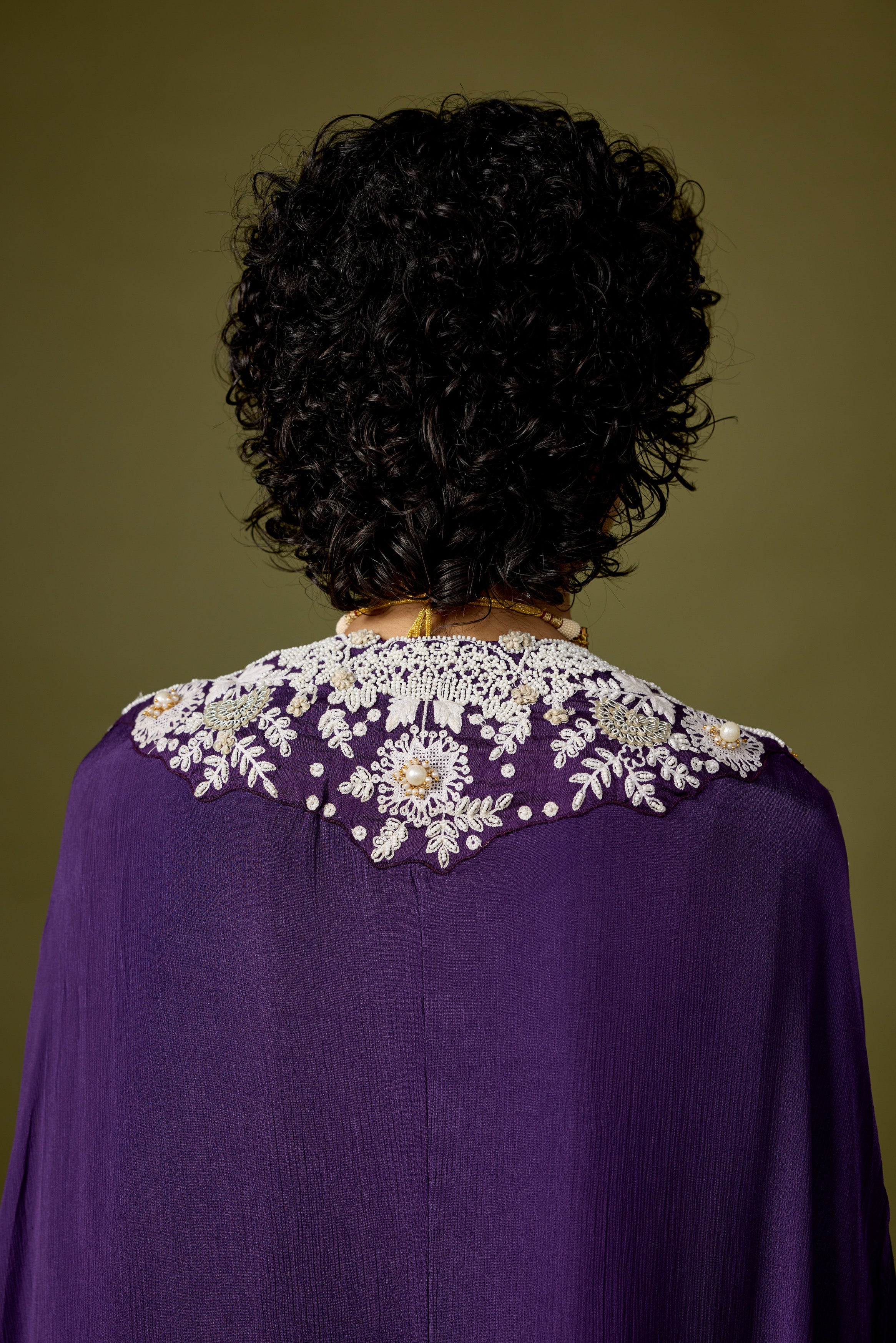 Deep Violet Embellished Chinon Silk Sharara Set