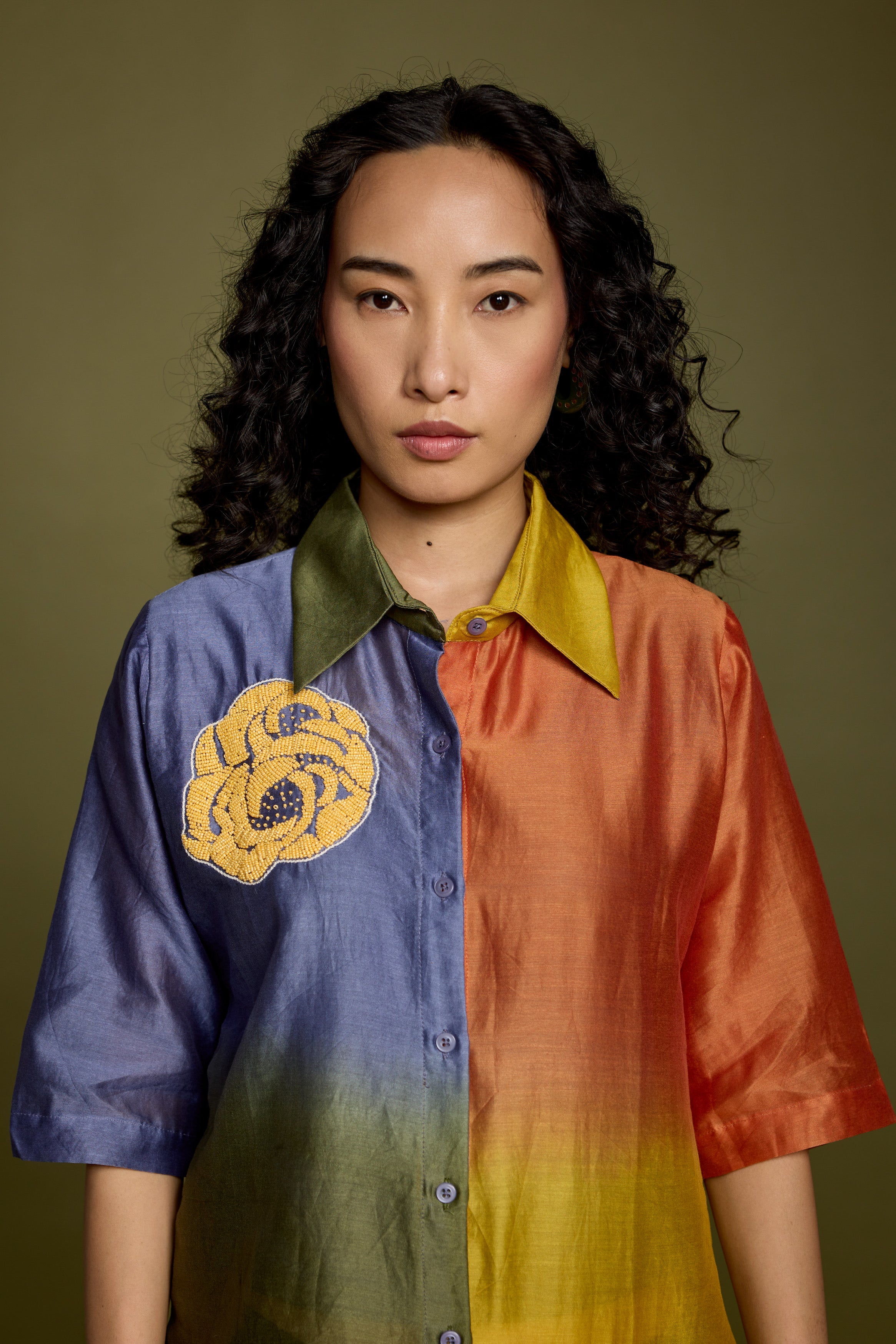 Multicolored Gradient Effect Raw Silk Co-Ord Set