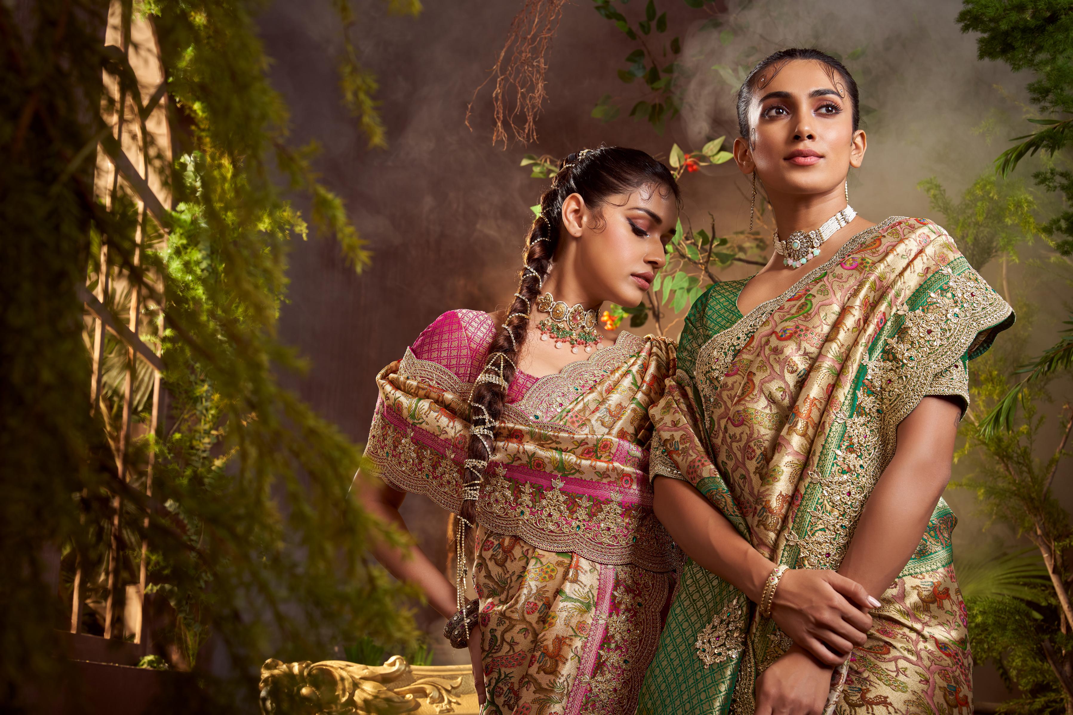 Emerald Green Embellished Premium Silk Saree