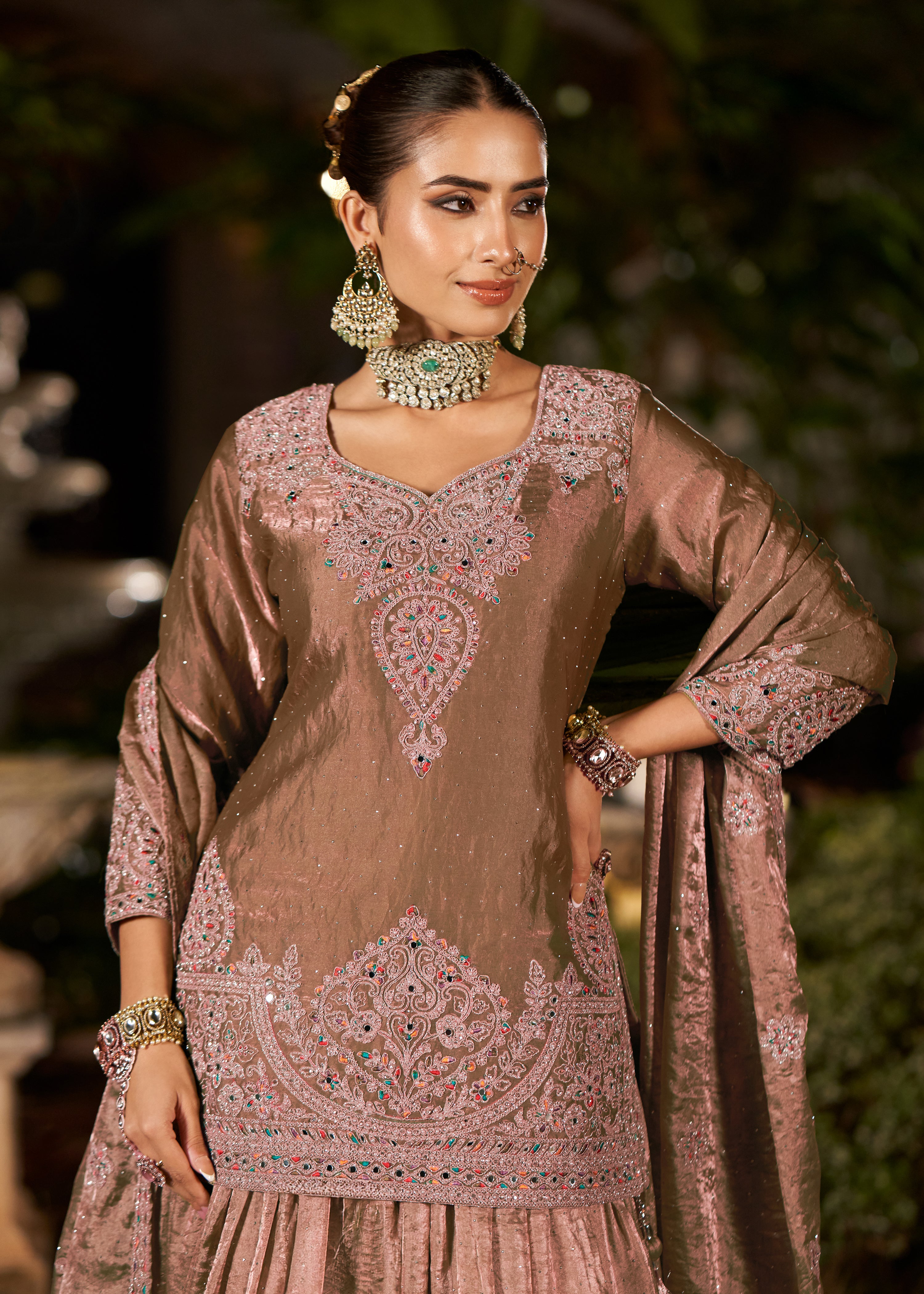 Noor-e-Falak Mauve Skirt Set