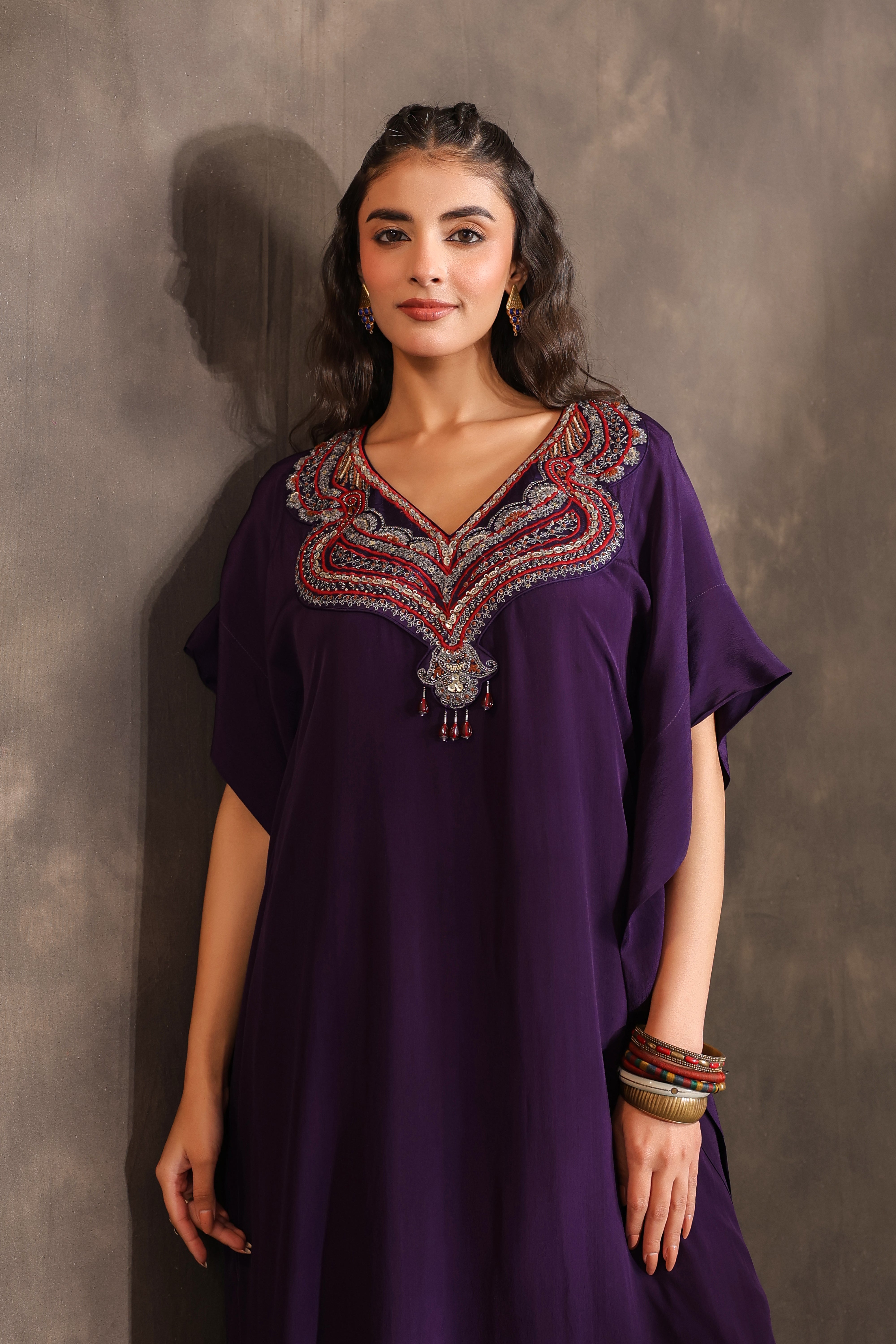 Amethyst Grace Embellished Crepe Silk Kurta Set