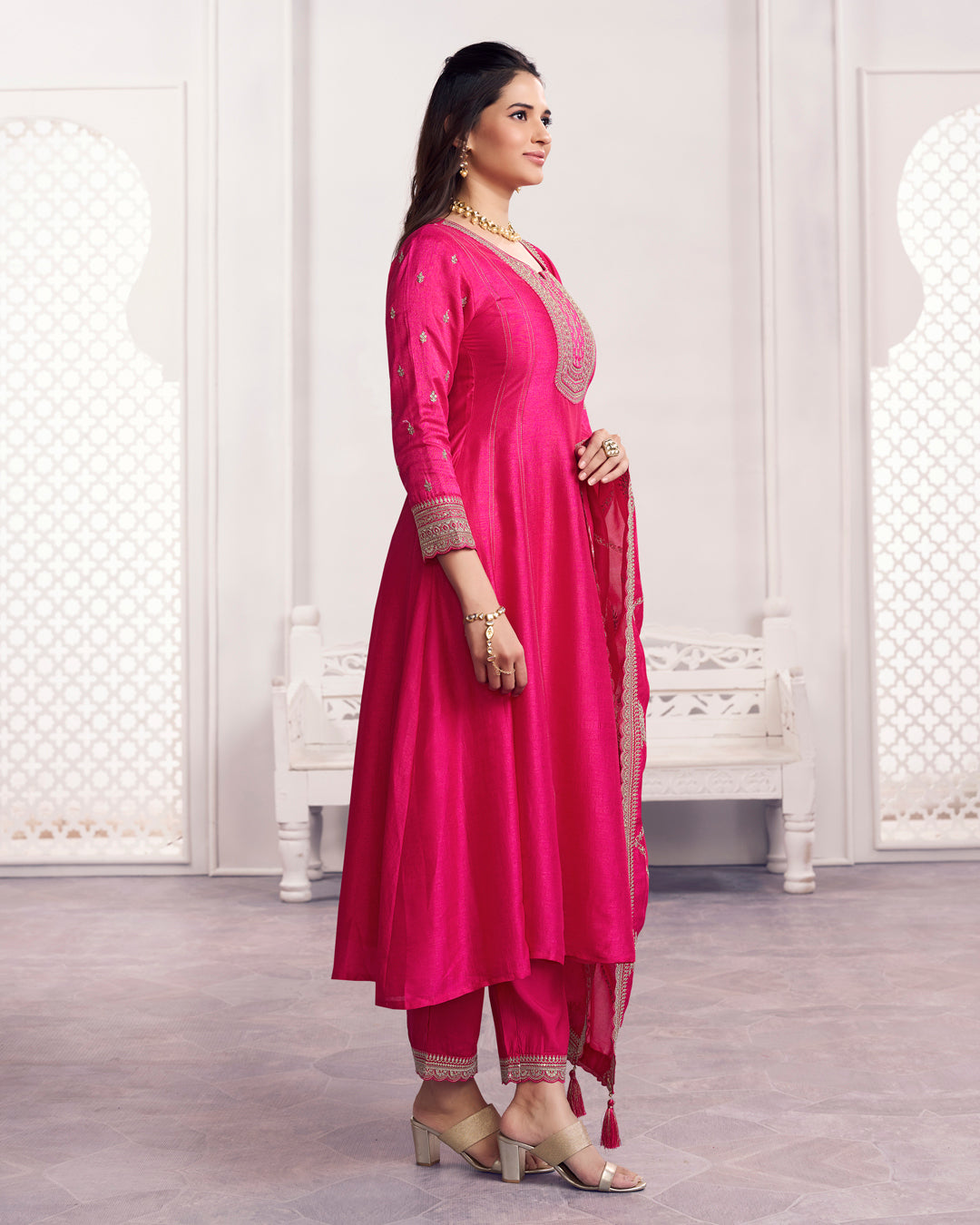 Royal Bloom Embellished Vichitra Silk Pant Set