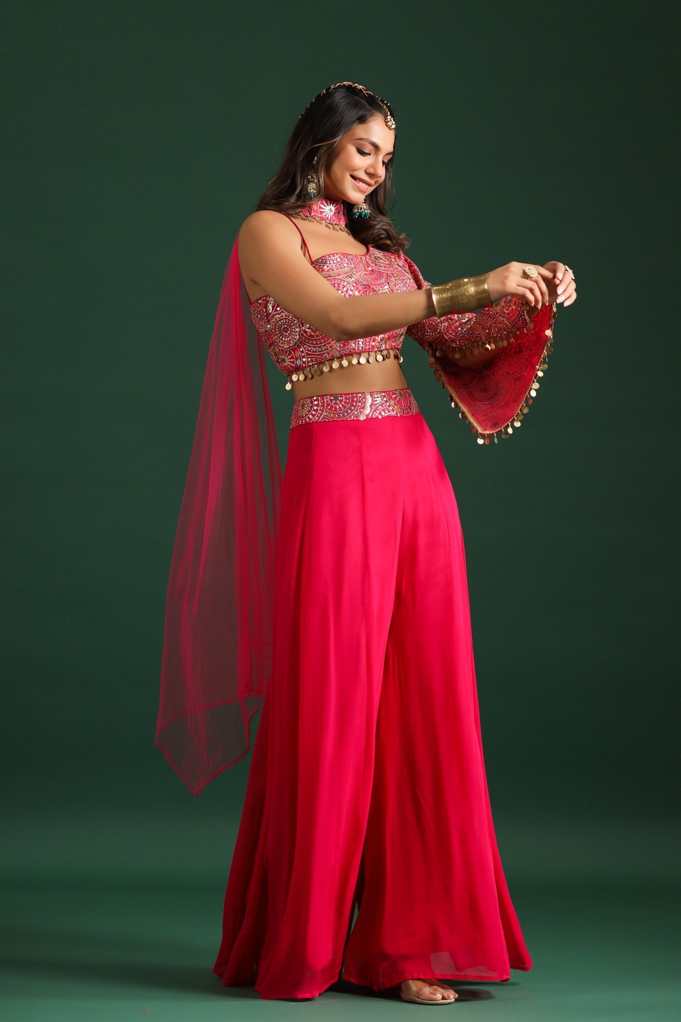 Rani Pink Embellished Palazzo Set