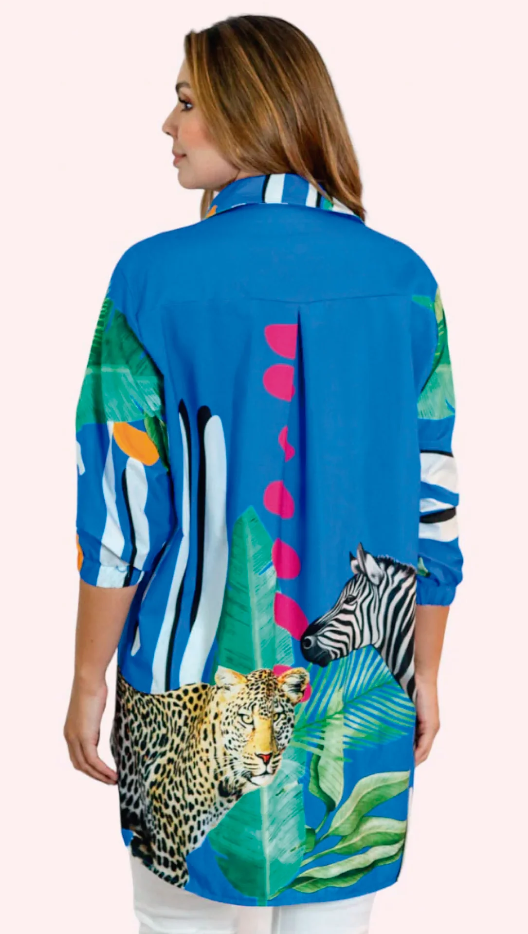 Safari Blue Digital Printed Soft Satin Silk Shirt