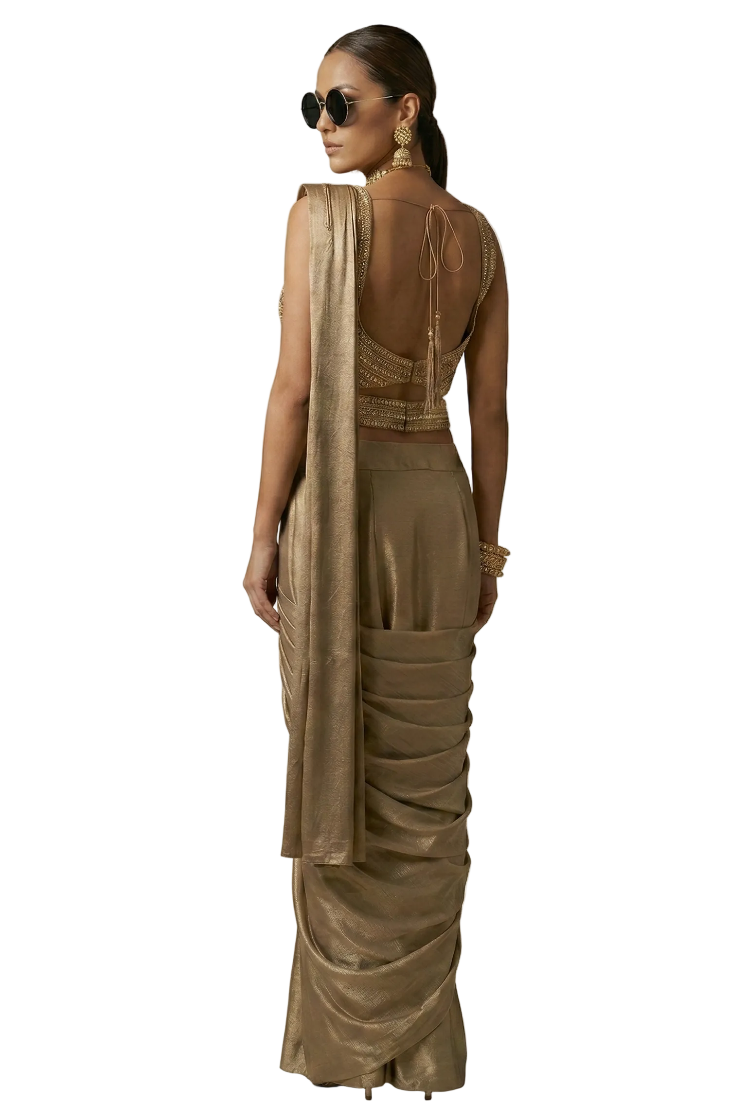 Bronze Muse Embellished Premium Silk Drapped Saree