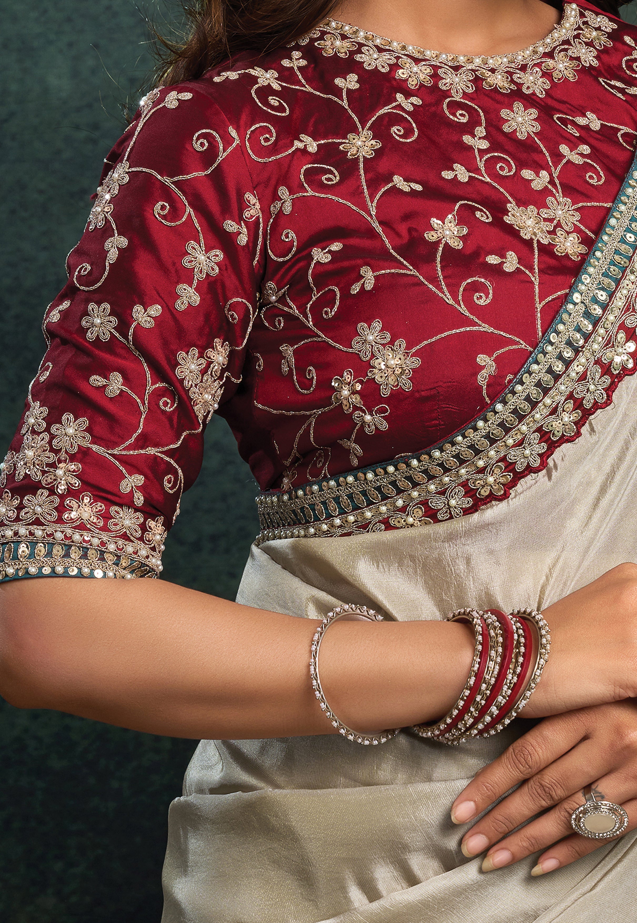 Ivory Gold Embellished Uppada Silk Saree