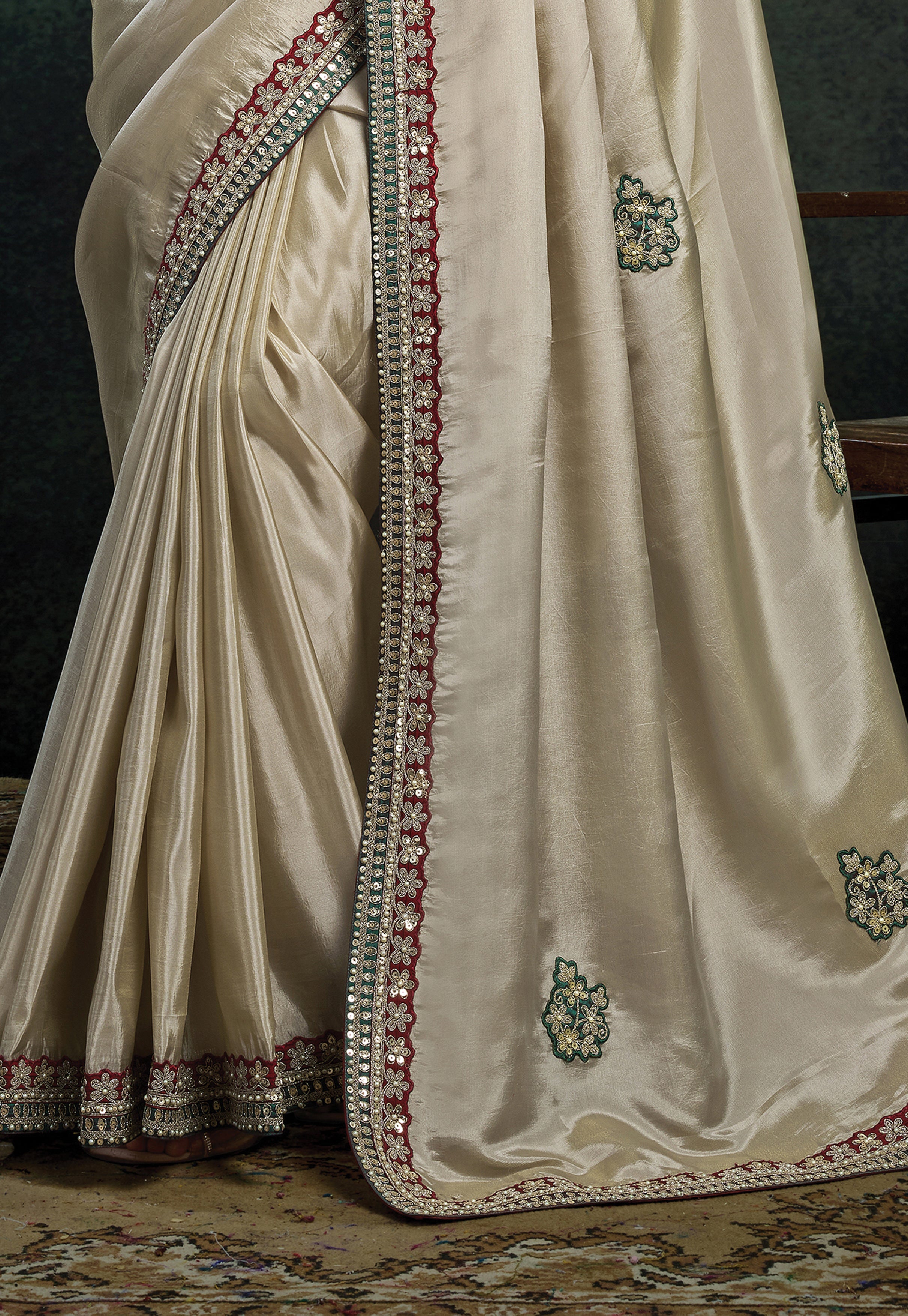 Ivory Gold Embellished Uppada Silk Saree