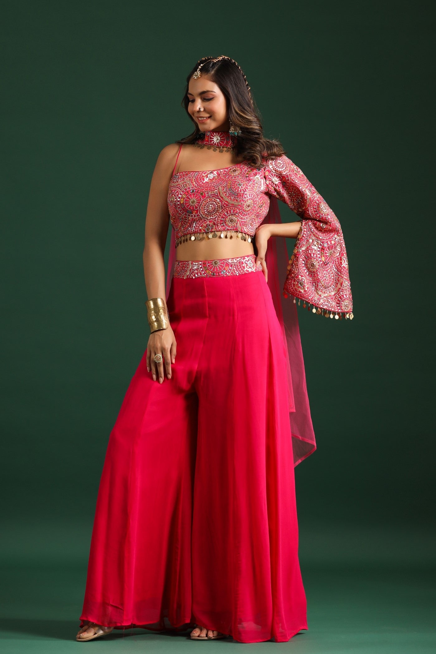 Rani Pink Embellished Palazzo Set