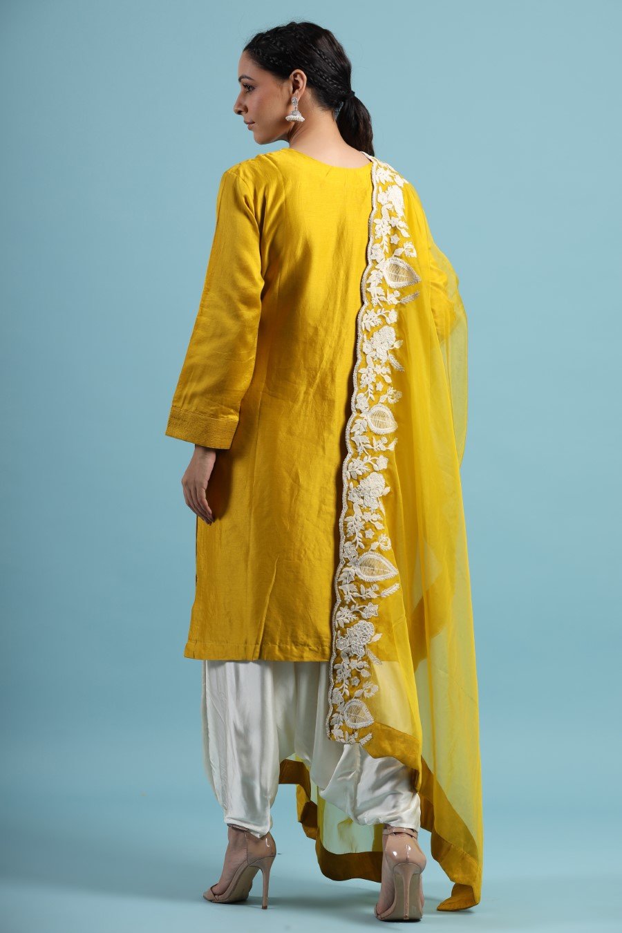 Iris Yellow Embroidered Kurta set with Harem Pants