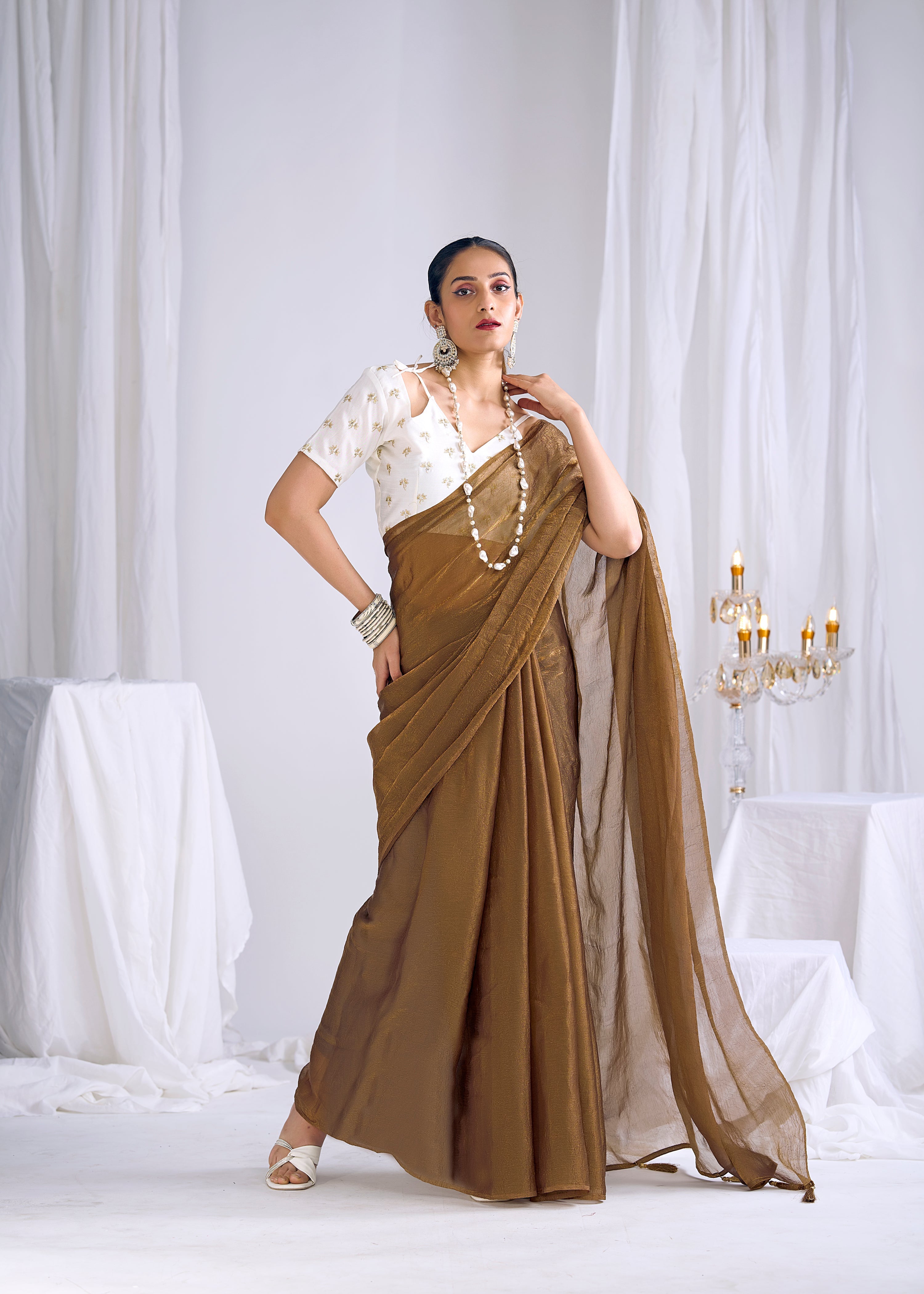 Bronze Shimmer Premium Silk Saree