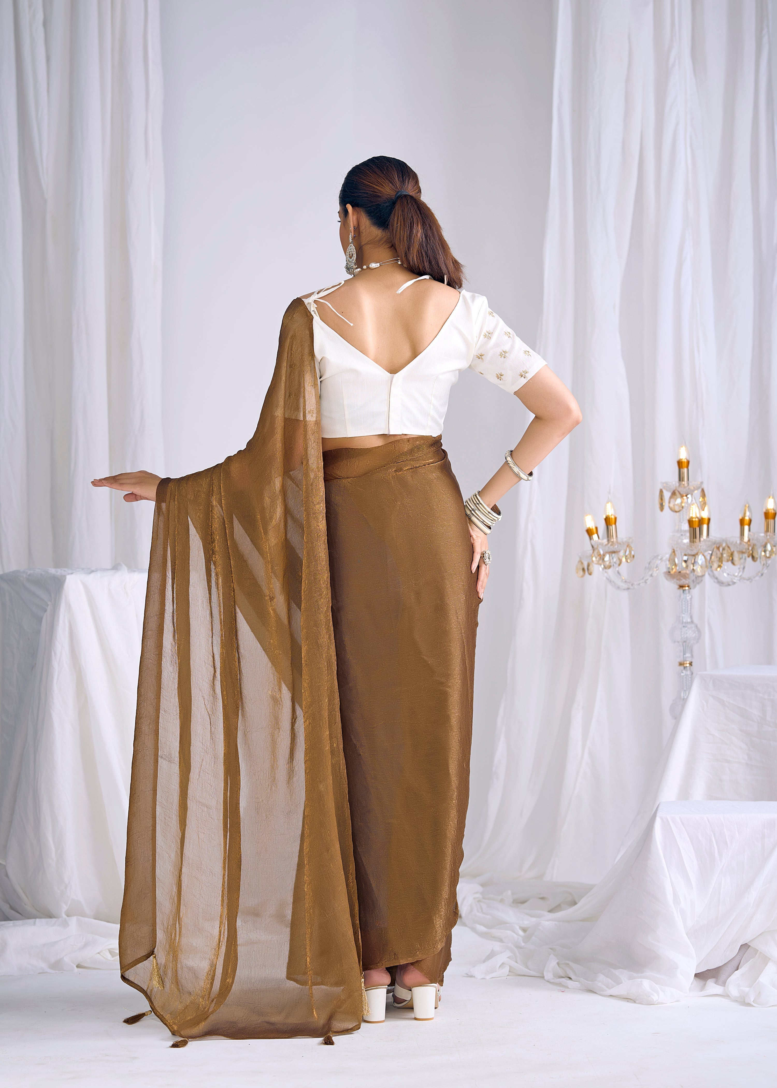 Bronze Shimmer Premium Silk Saree