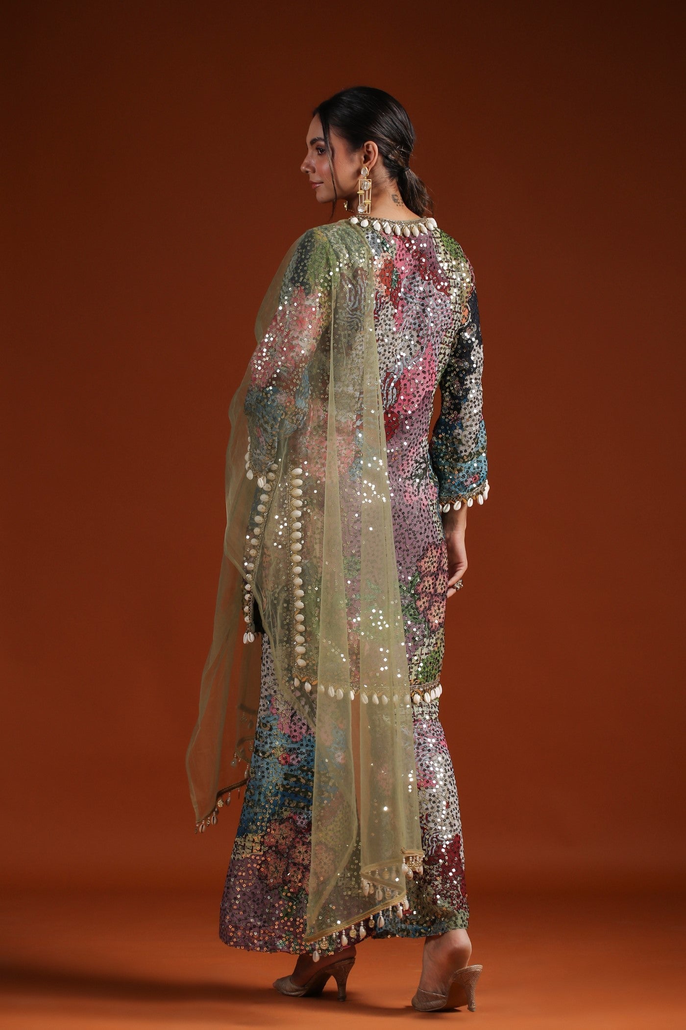 Pastel Green Embellished Palazzo Set
