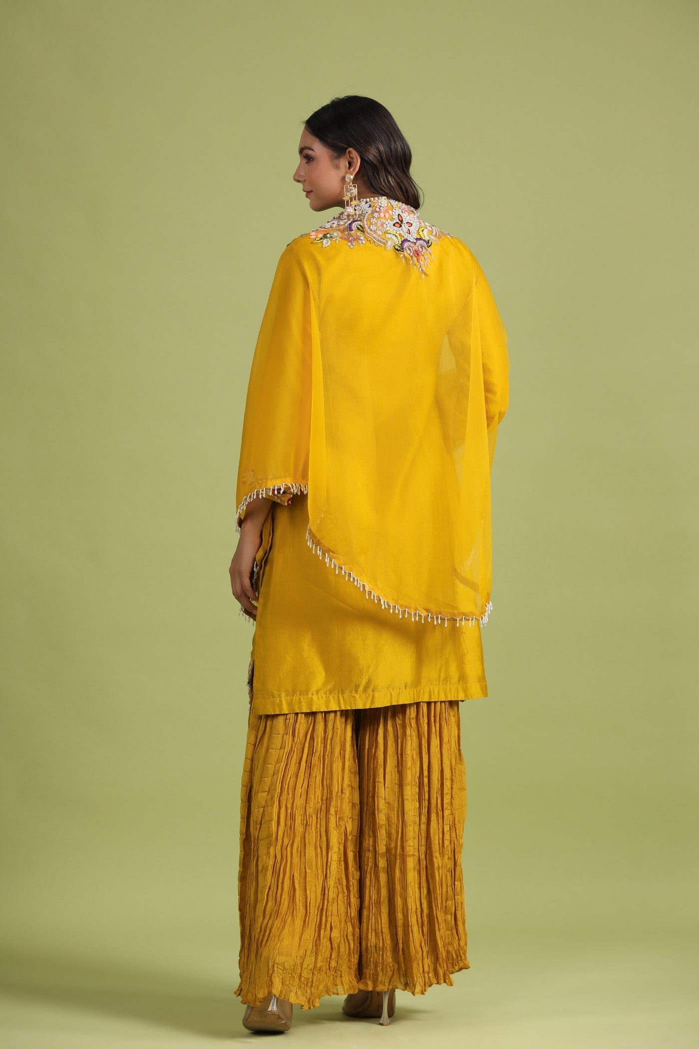 Golden Yellow Embellished Sharara Set