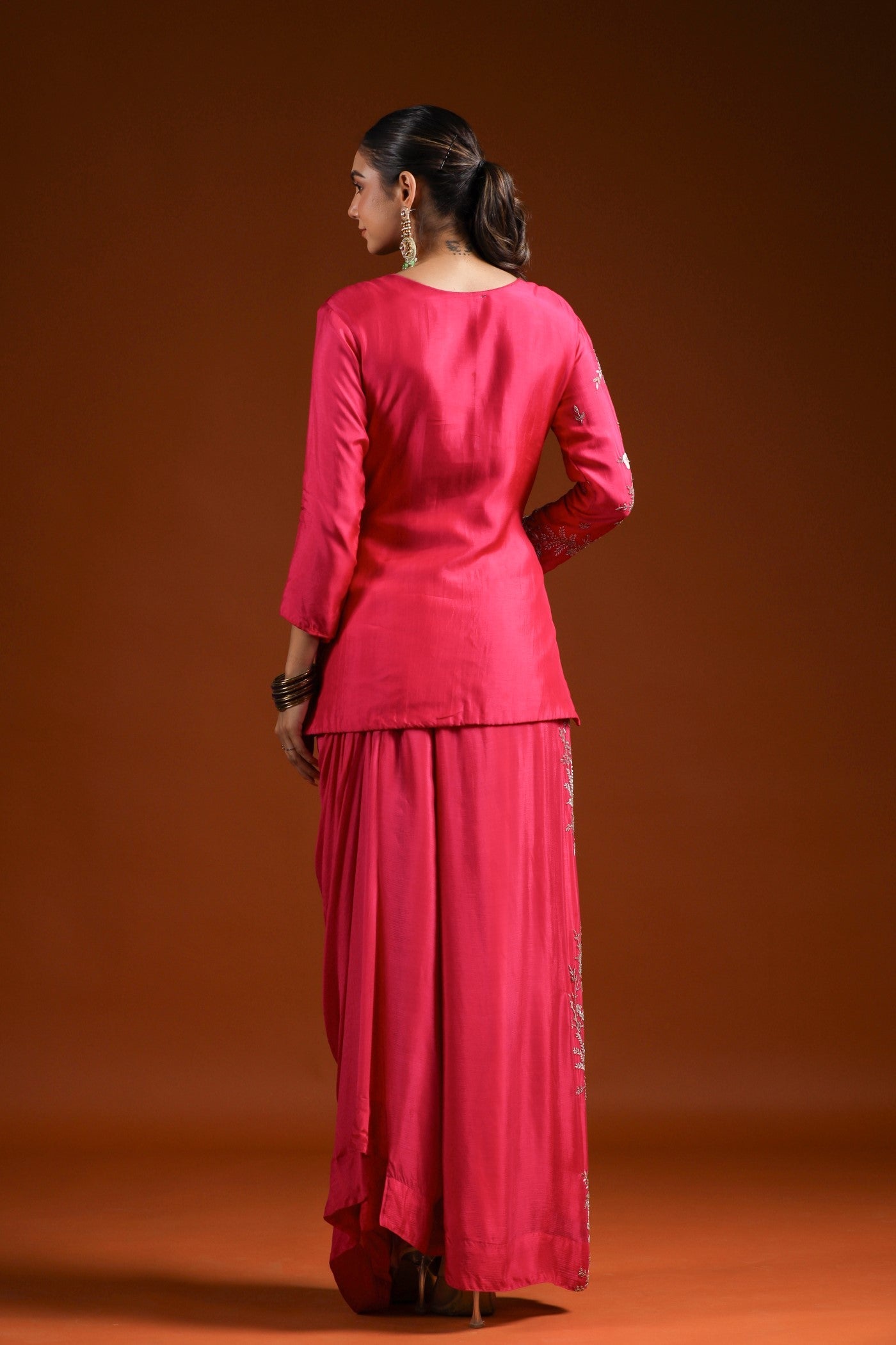 Rani Pink Embellished Kurta Set