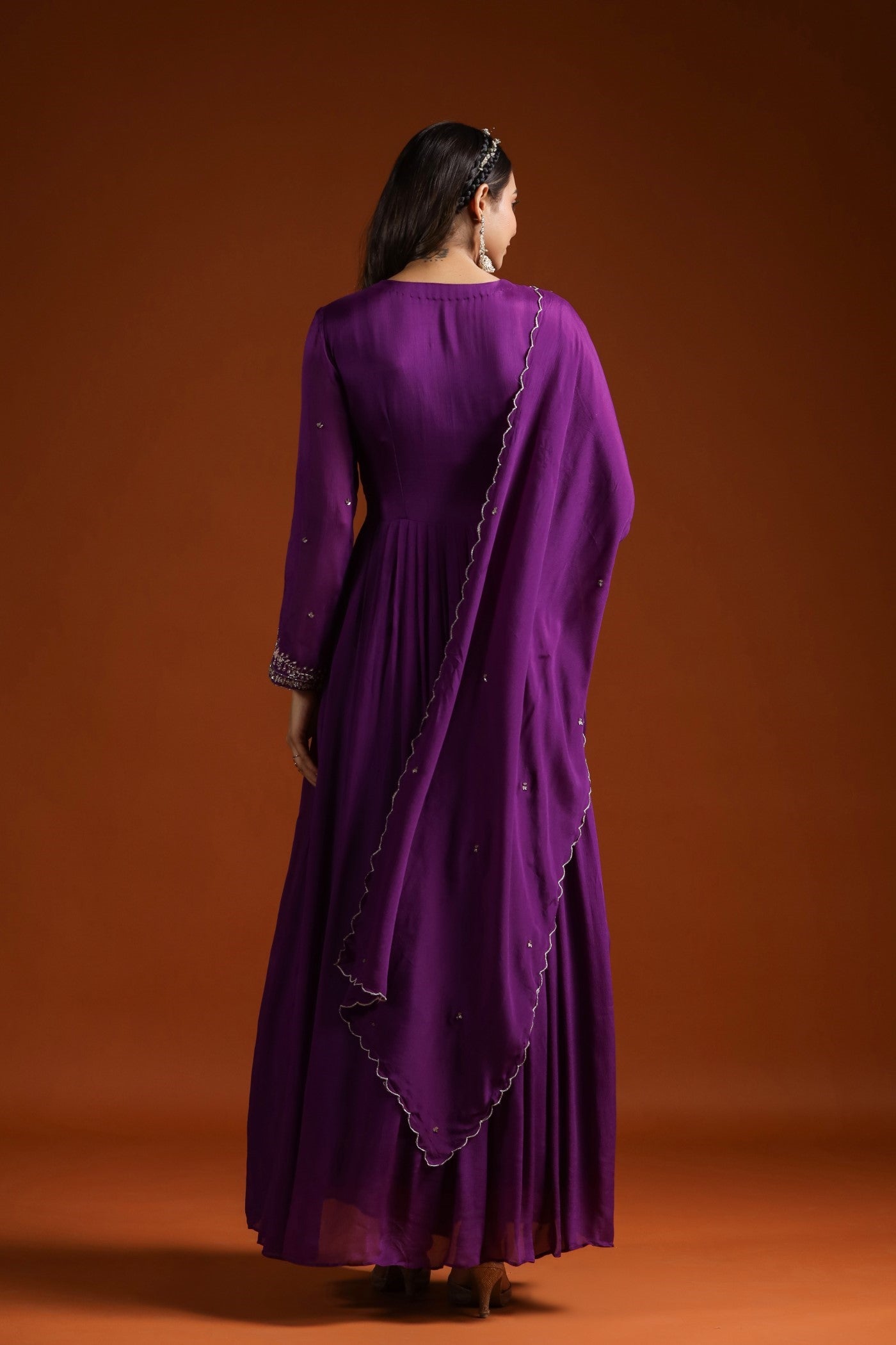 Imperial Purple Pleated Anarkali Suit