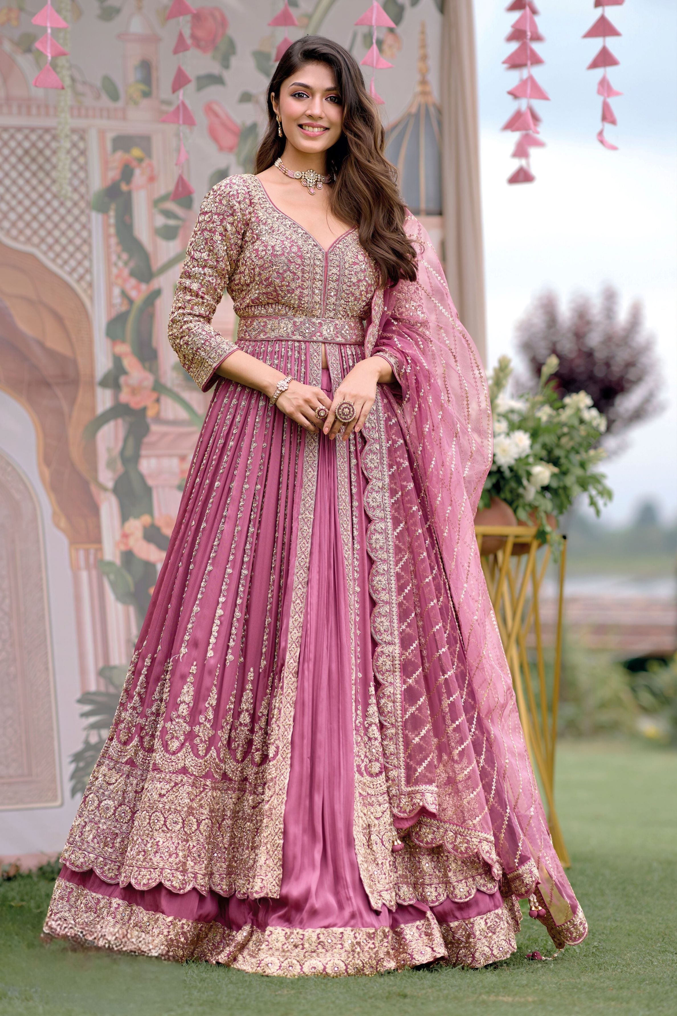 Dusky Rose Mauve Anarkali Set