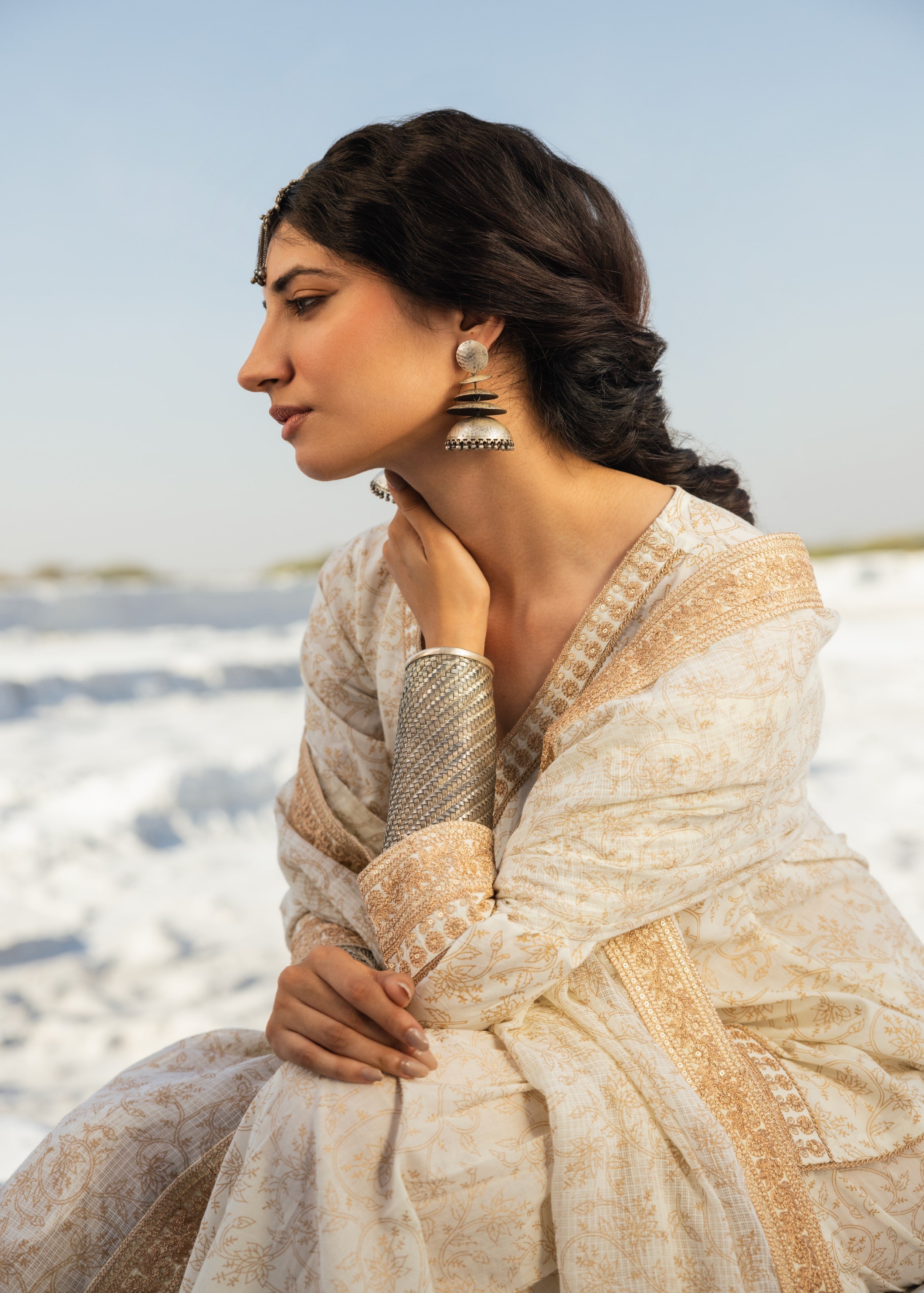 Cream Printed Organic Cotton Sharara Set