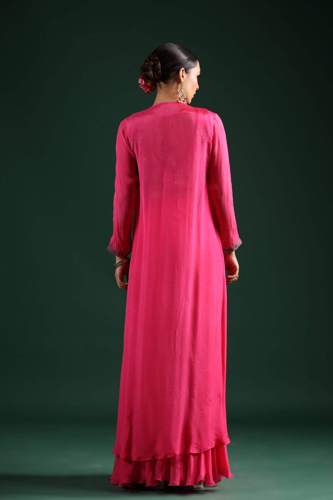 Brink Pink Embroidered Cape Set