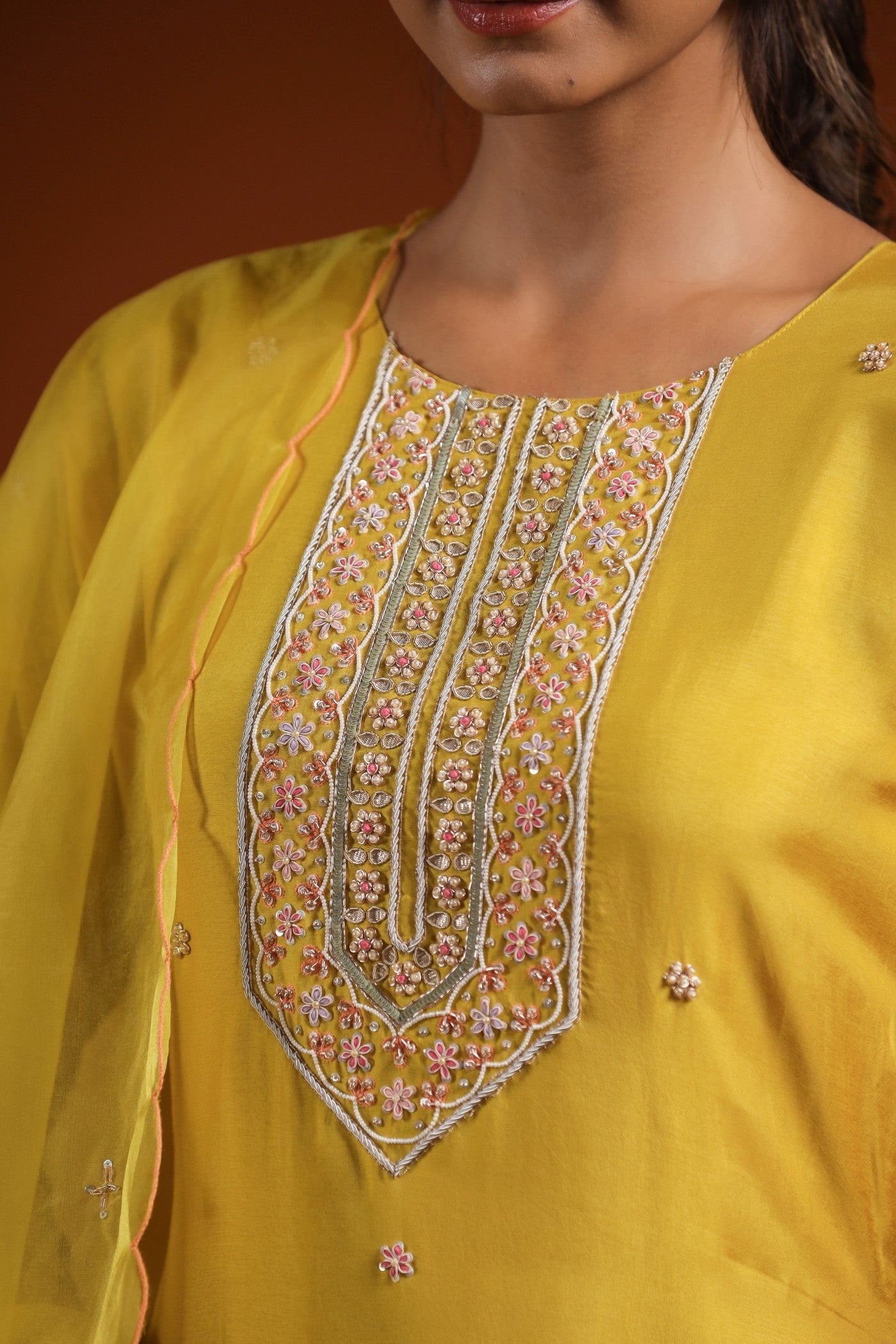 Festive Yellow Embellished Pant Set